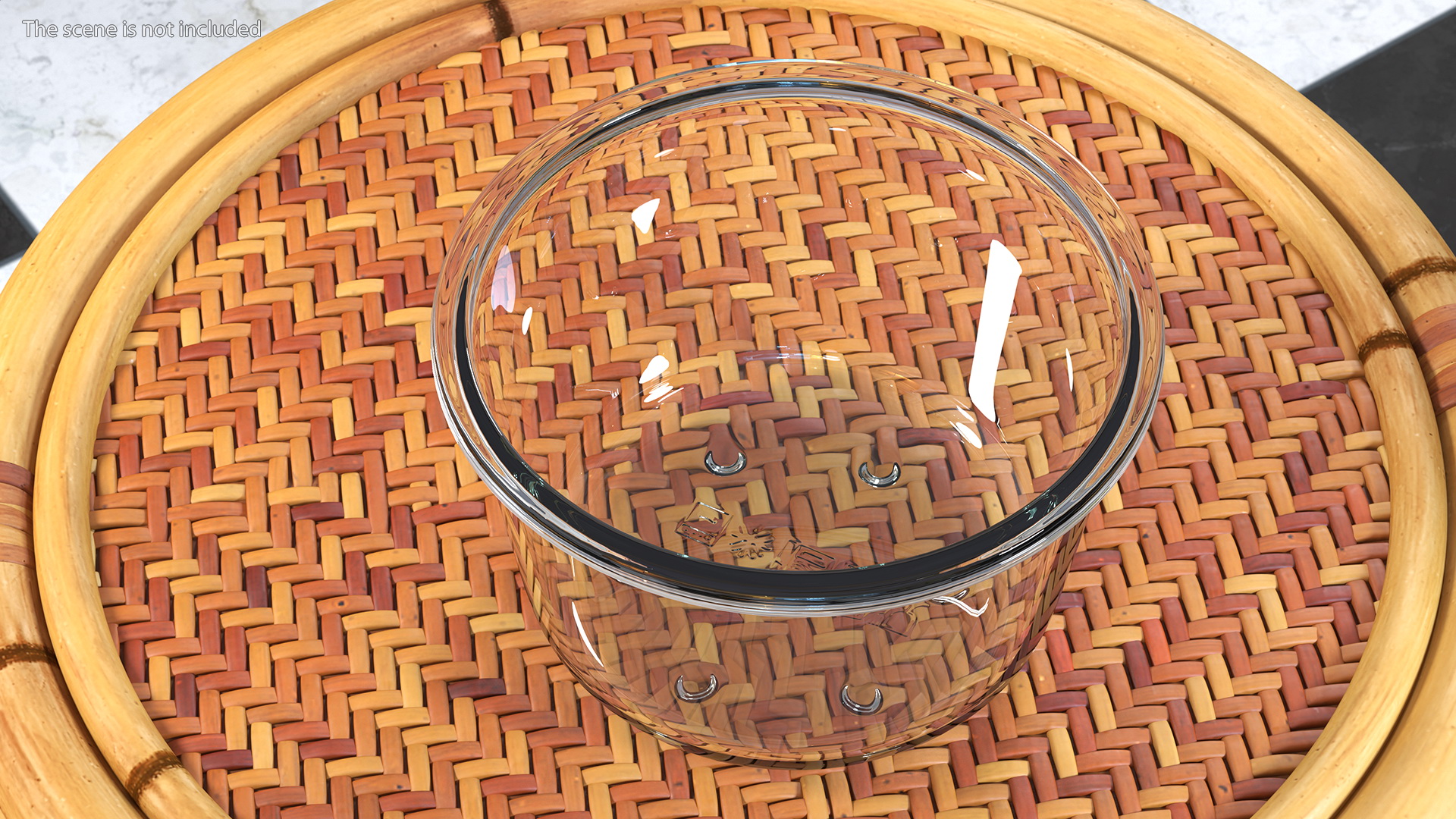 3D Round Glass Food Storage Container with Bamboo Lid 600ml