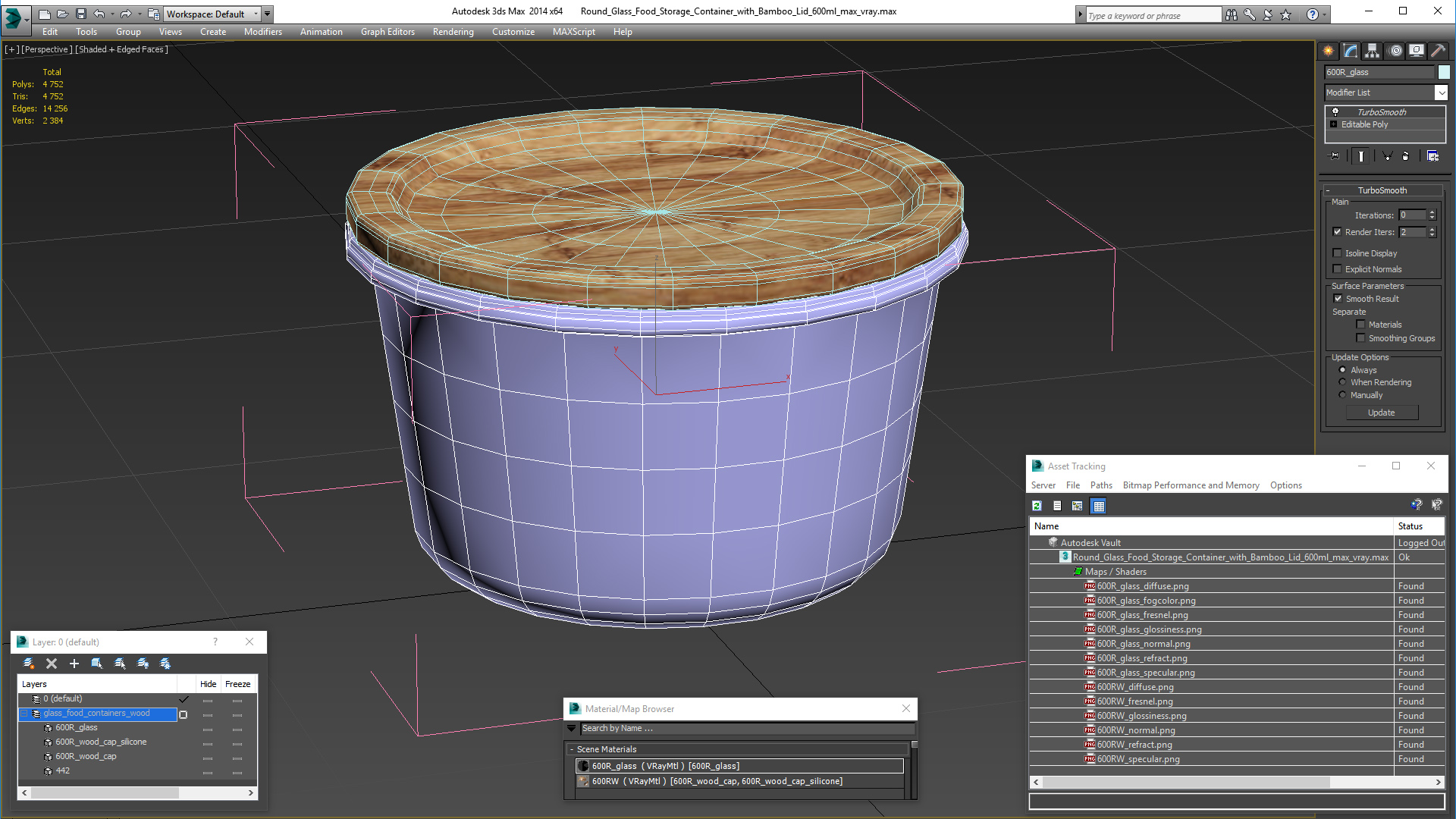 3D Round Glass Food Storage Container with Bamboo Lid 600ml