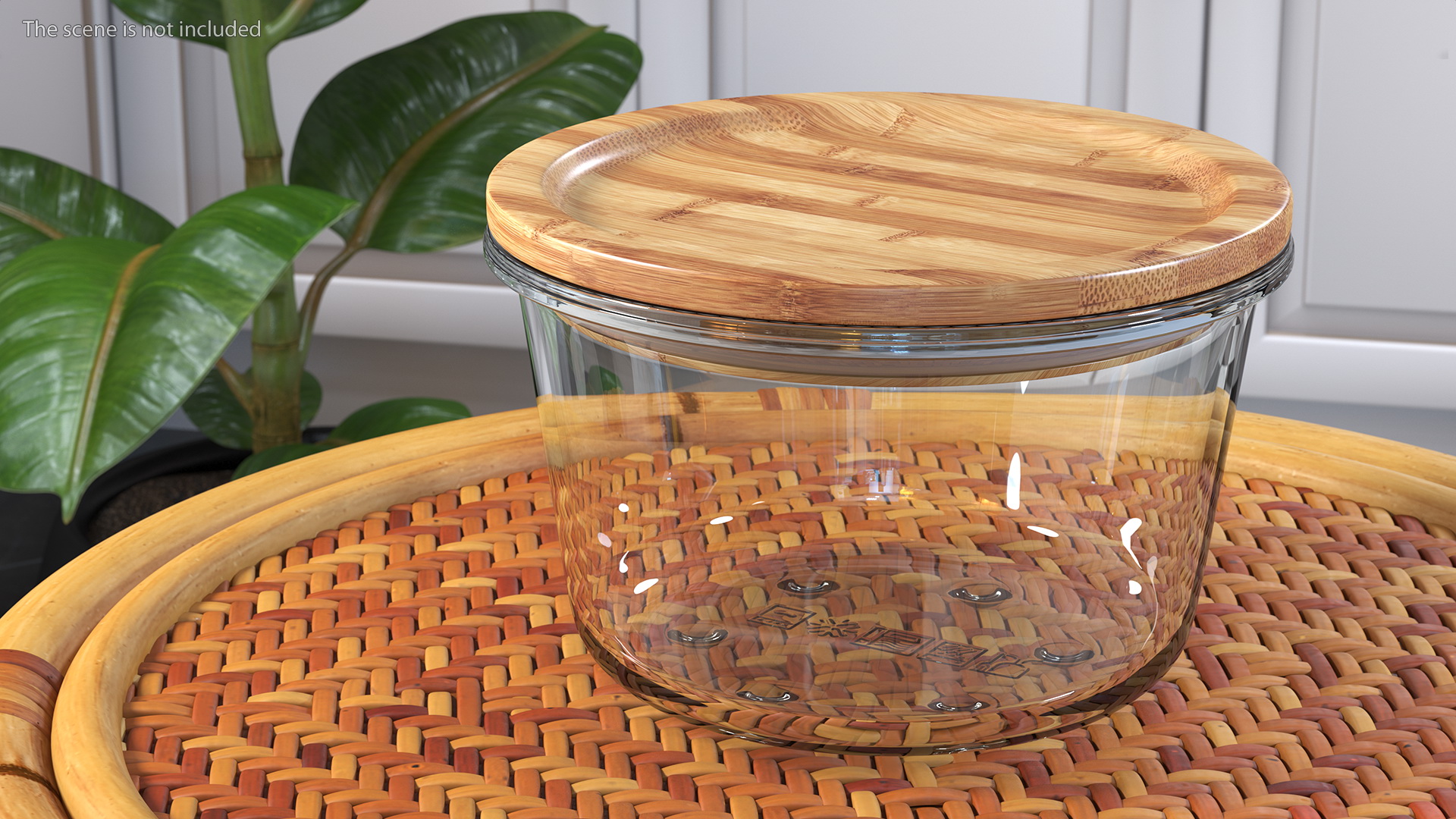 3D Round Glass Food Storage Container with Bamboo Lid 600ml
