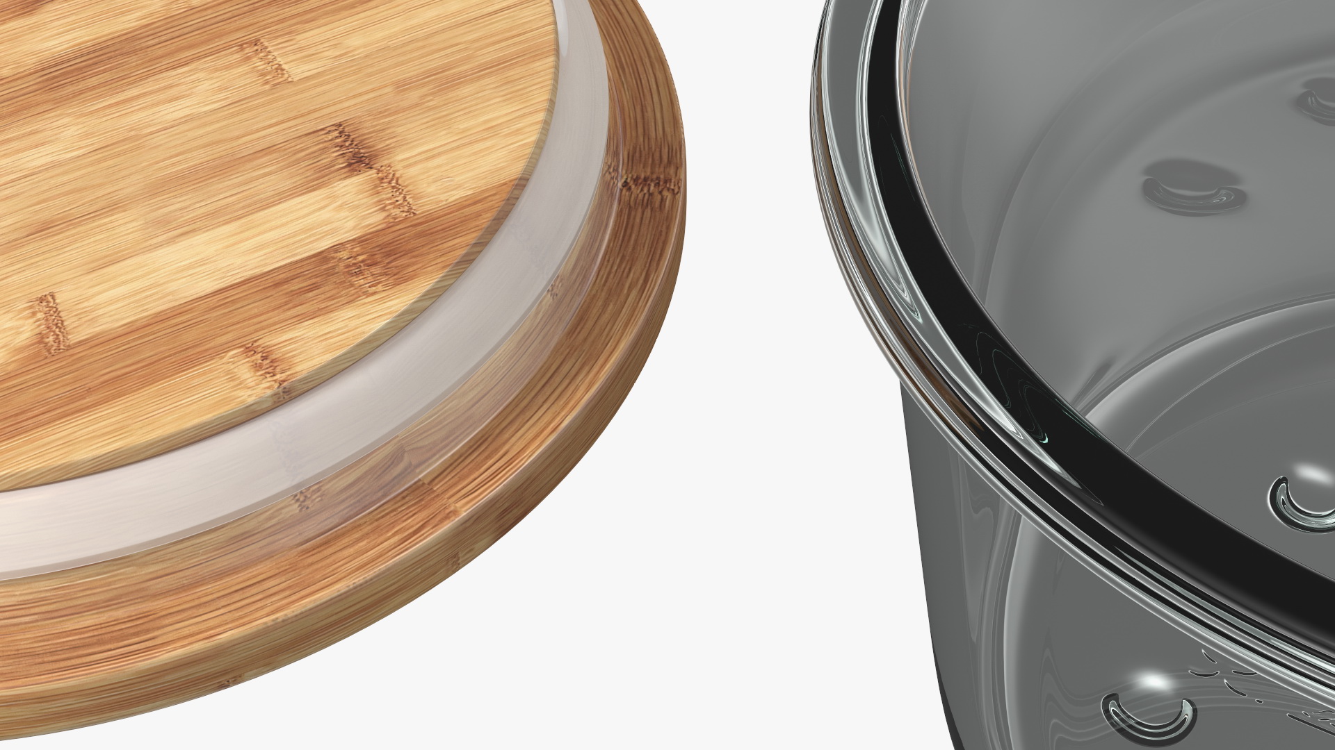 3D Round Glass Food Storage Container with Bamboo Lid 600ml