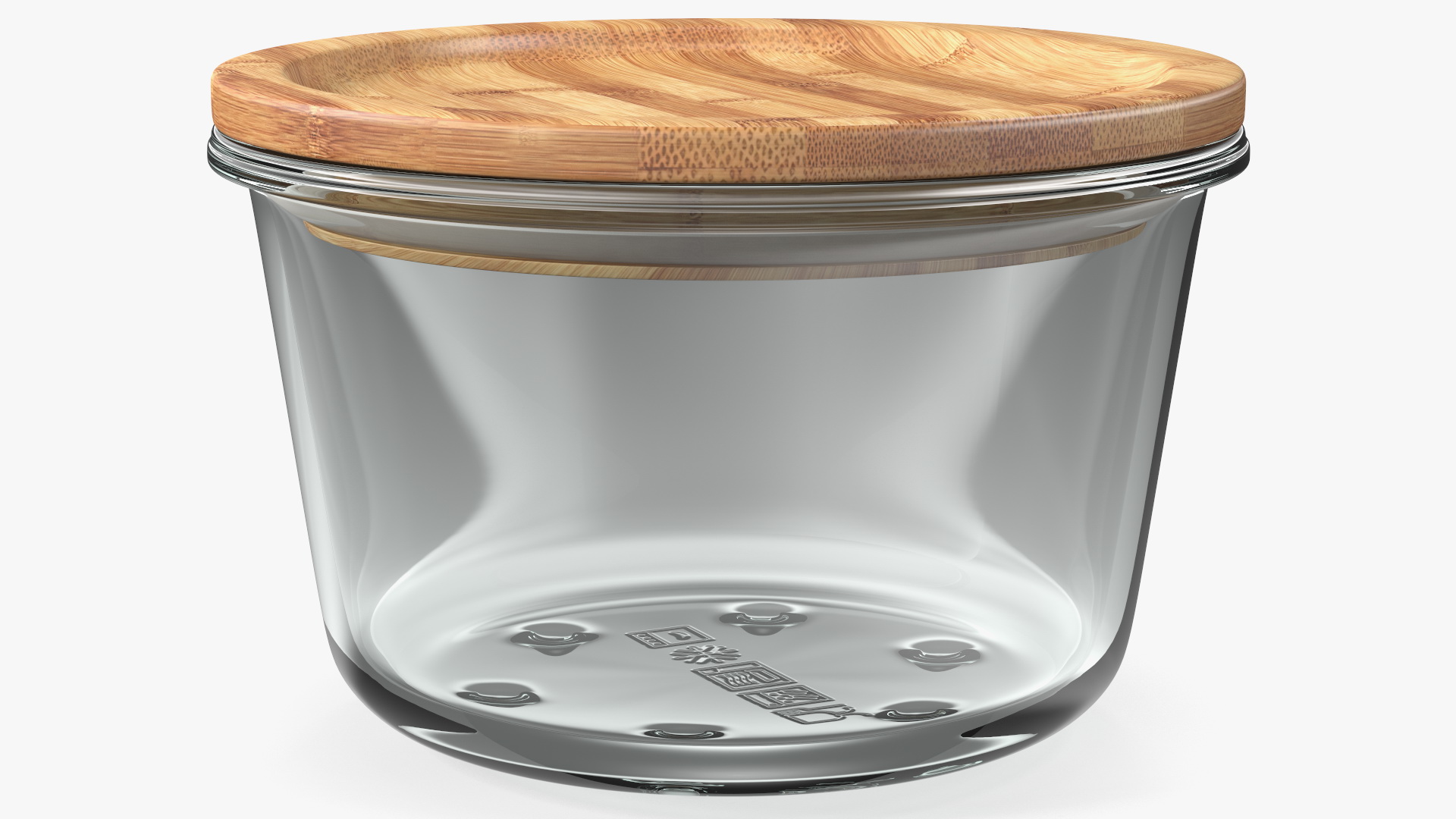 3D Round Glass Food Storage Container with Bamboo Lid 600ml