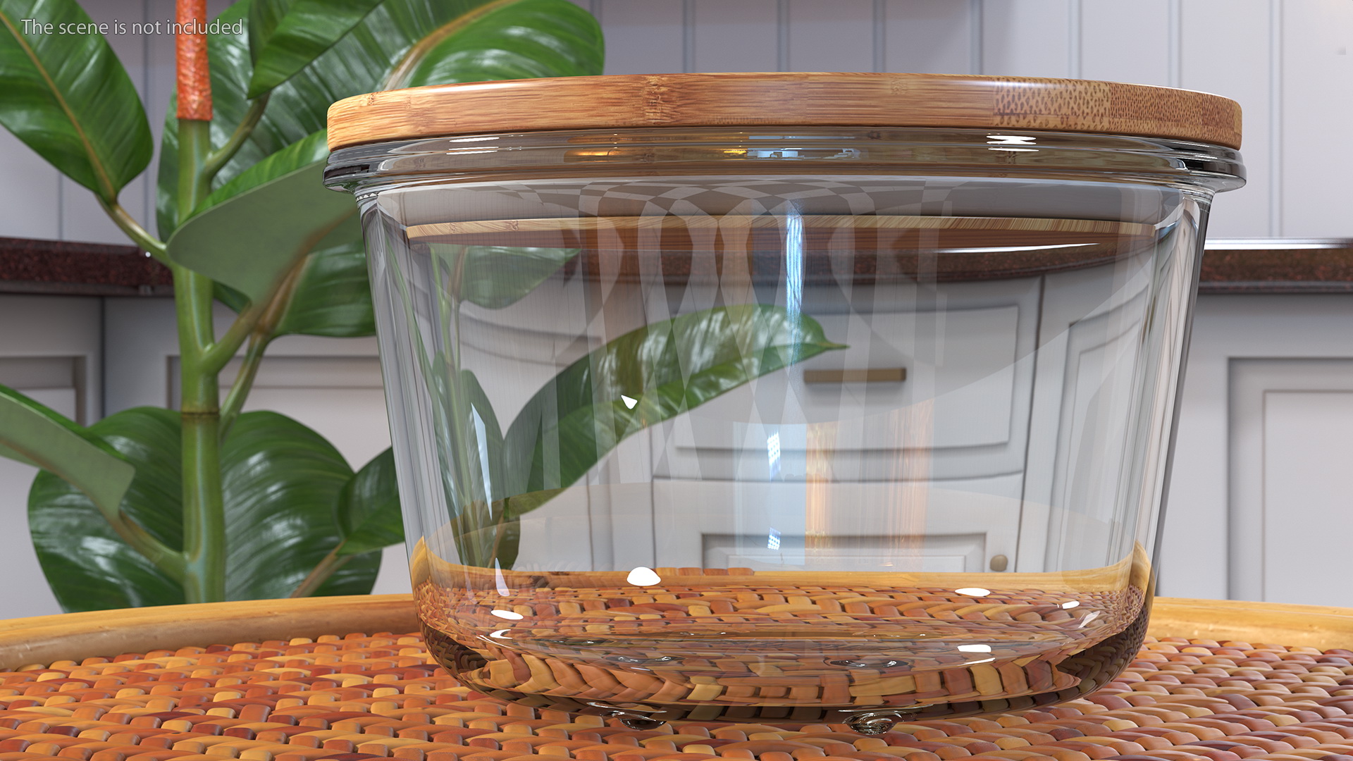 3D Round Glass Food Storage Container with Bamboo Lid 600ml