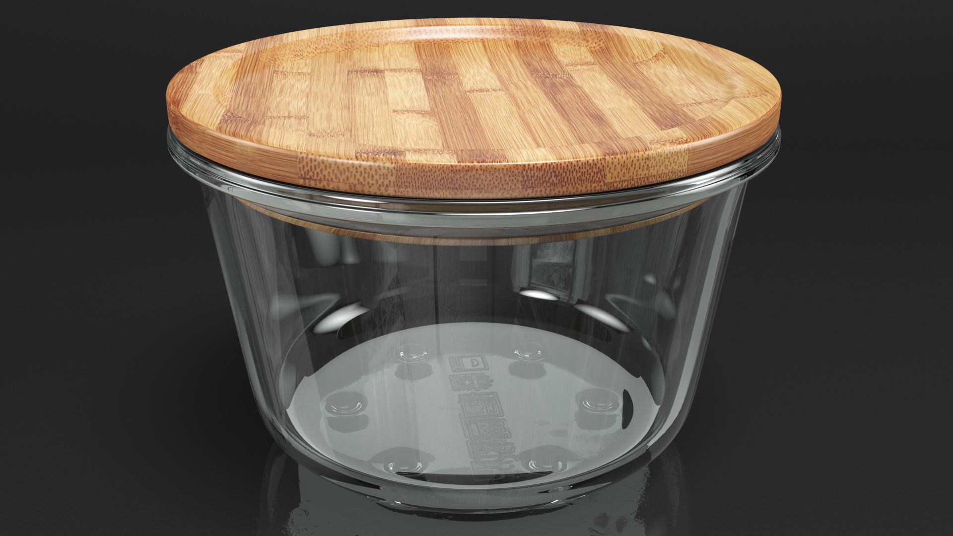 3D Round Glass Food Storage Container with Bamboo Lid 600ml