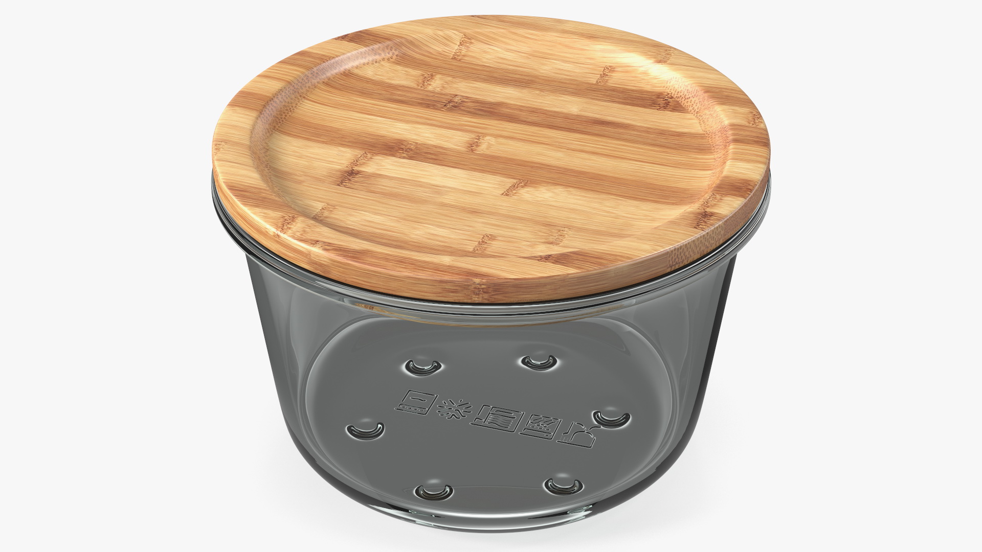 3D Round Glass Food Storage Container with Bamboo Lid 600ml