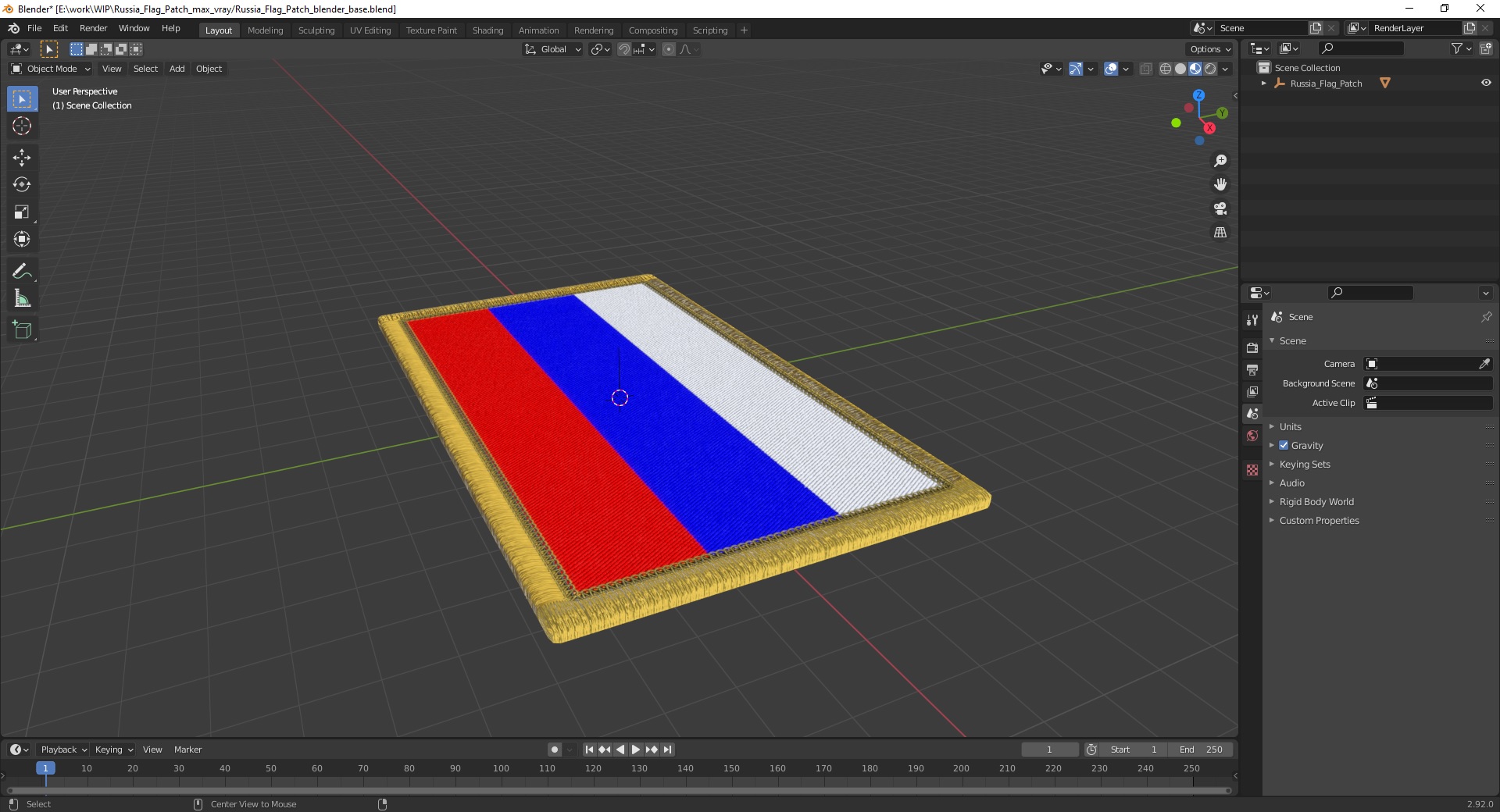 Russia Flag Patch 3D