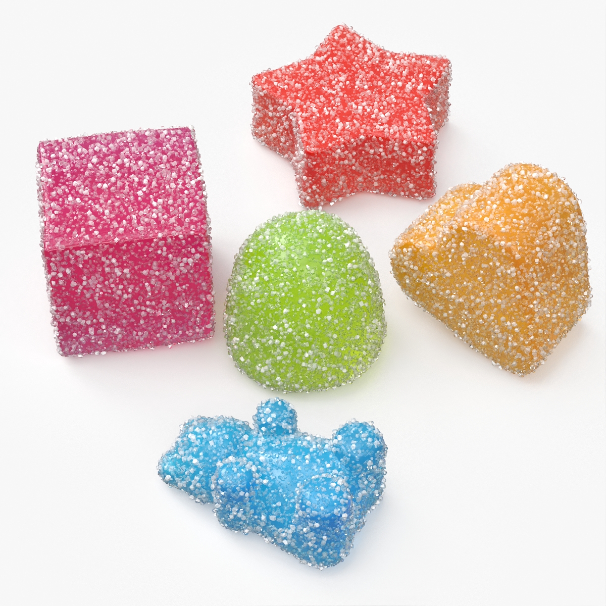 Assorted Gumdrops Sugar Coating Set Multicolor 3D model collection preview