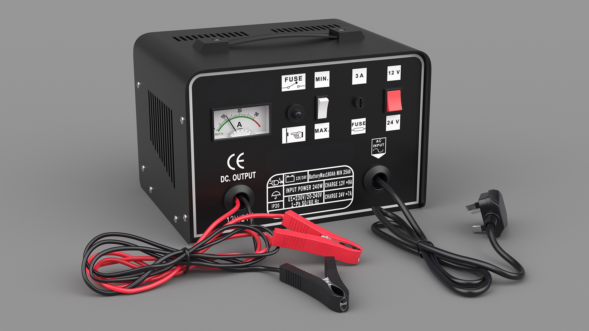 3D Portable Car Battery Charge Black model