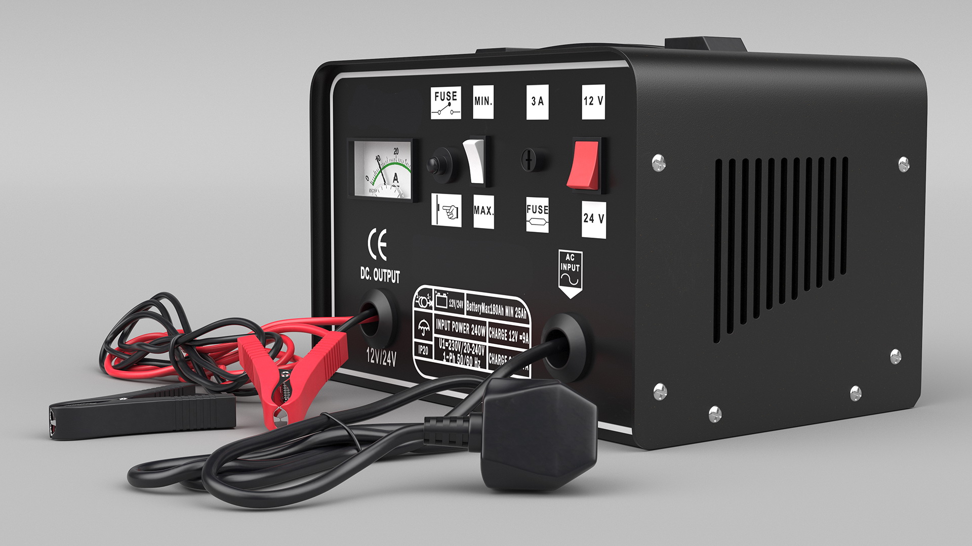 3D Portable Car Battery Charge Black model