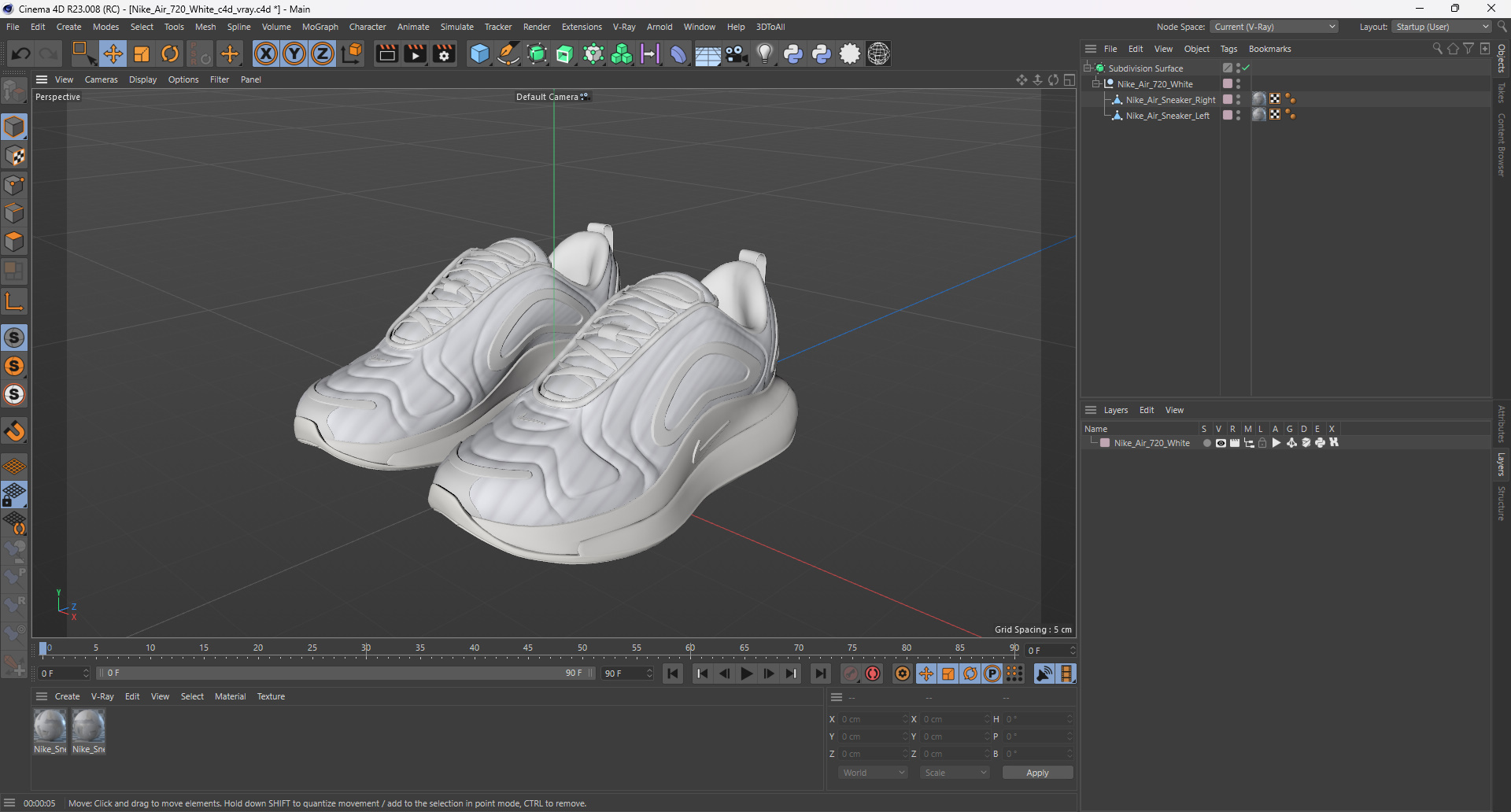 3D Nike Air 720 White model