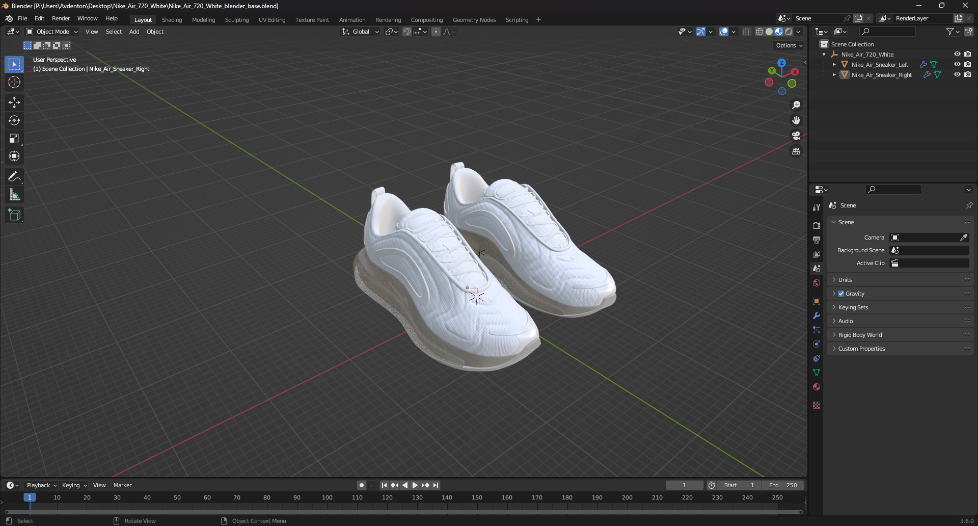 3D Nike Air 720 White model