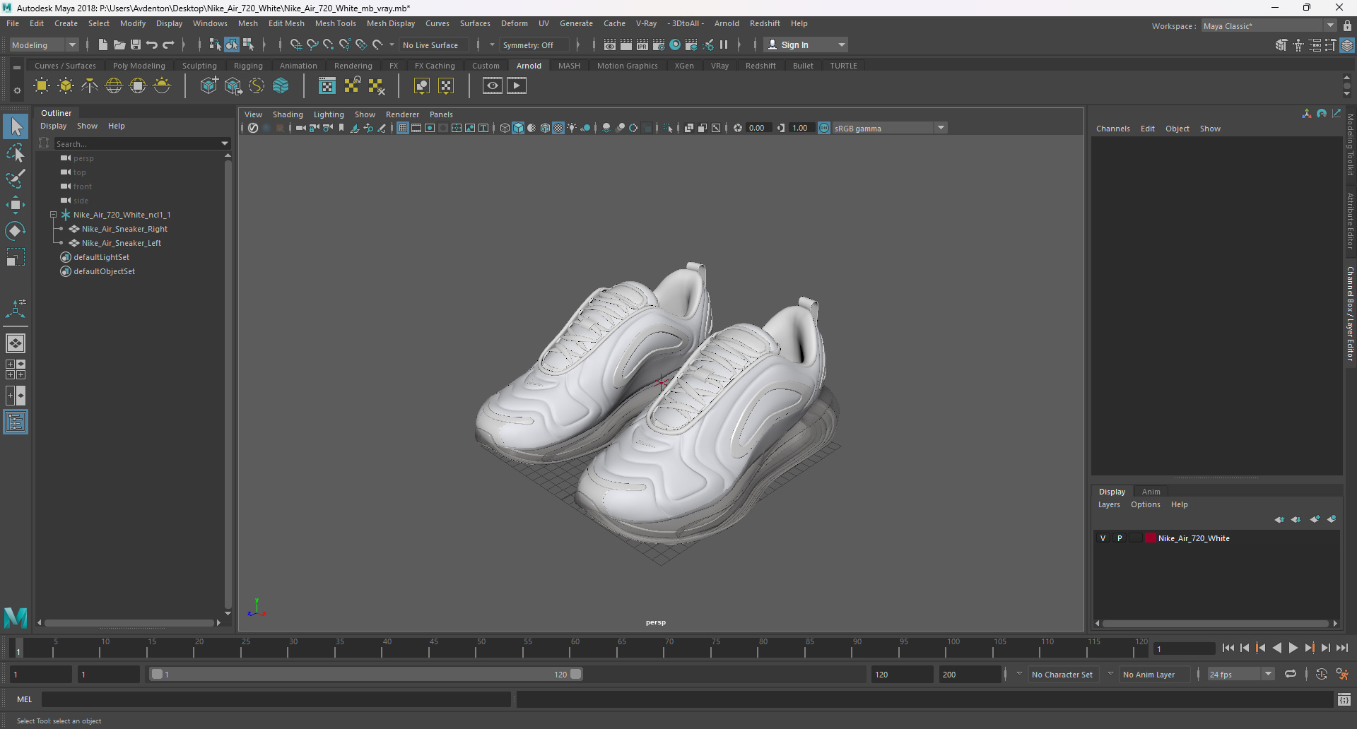 3D Nike Air 720 White model