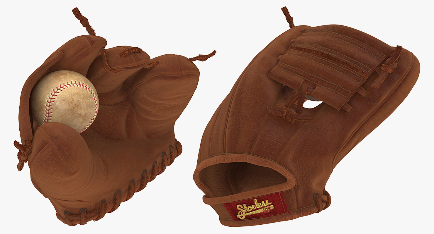 3D Vintage Baseball Glove and Ball