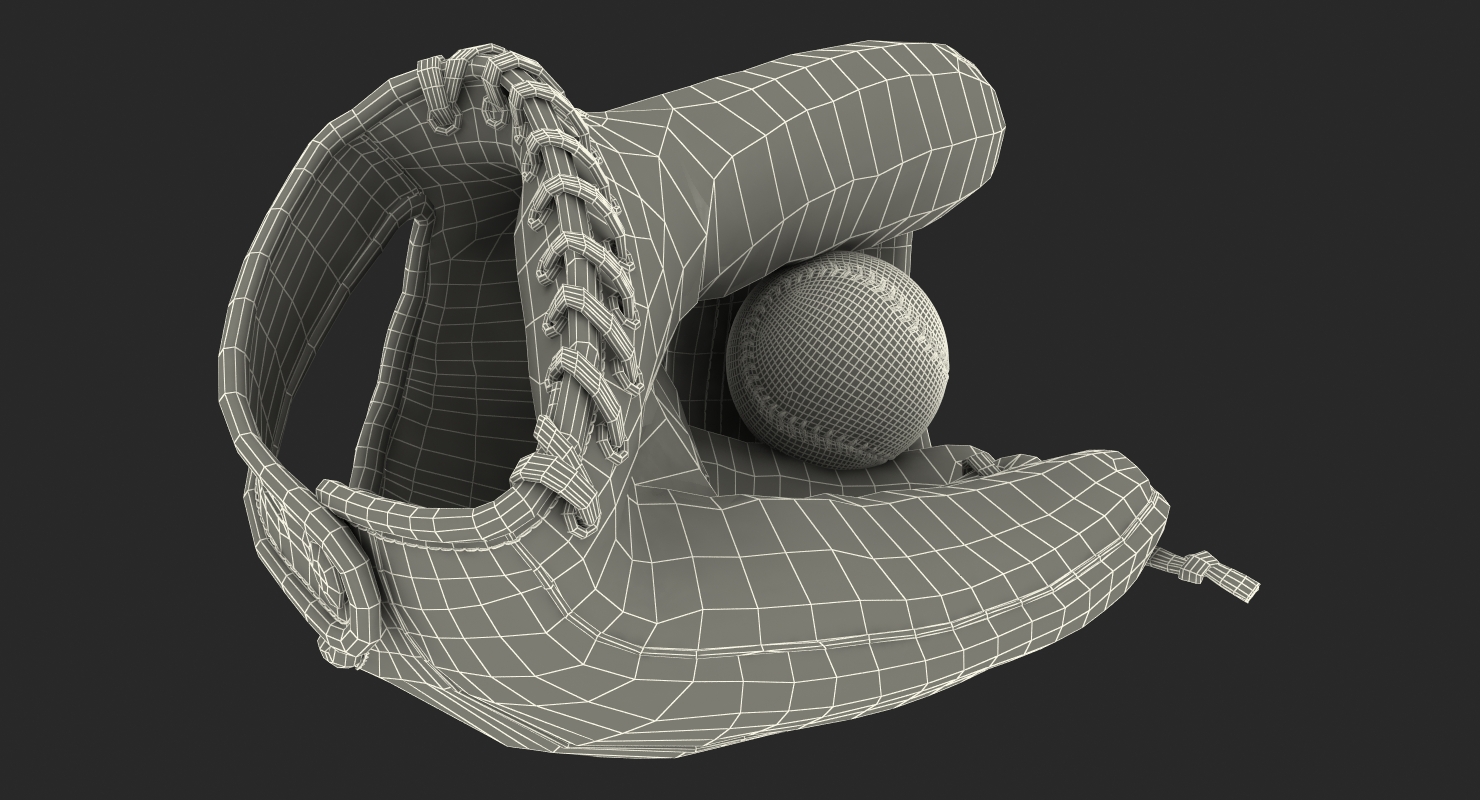 3D Vintage Baseball Glove and Ball