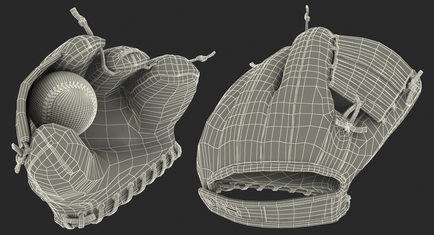 3D Vintage Baseball Glove and Ball