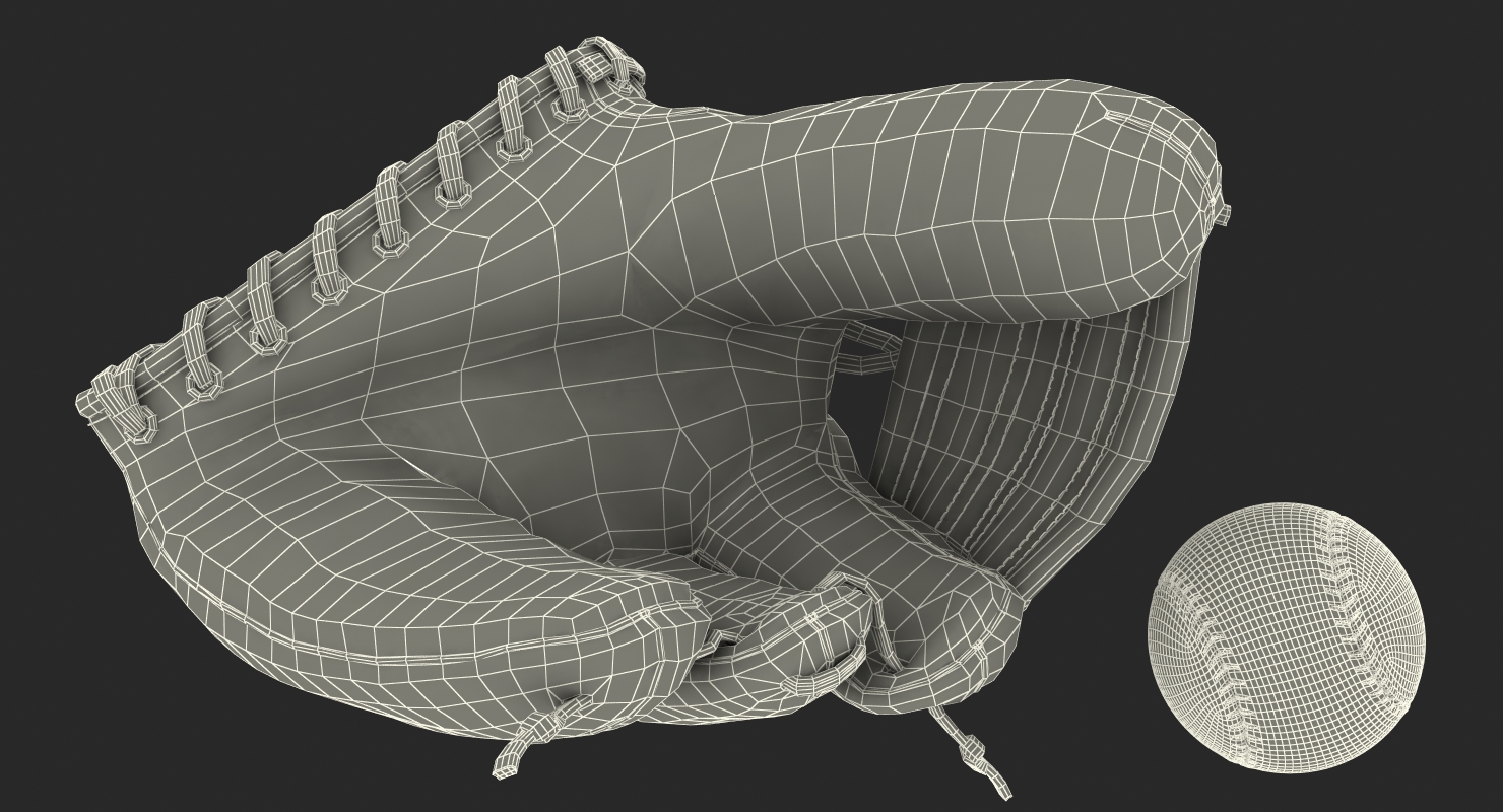 3D Vintage Baseball Glove and Ball