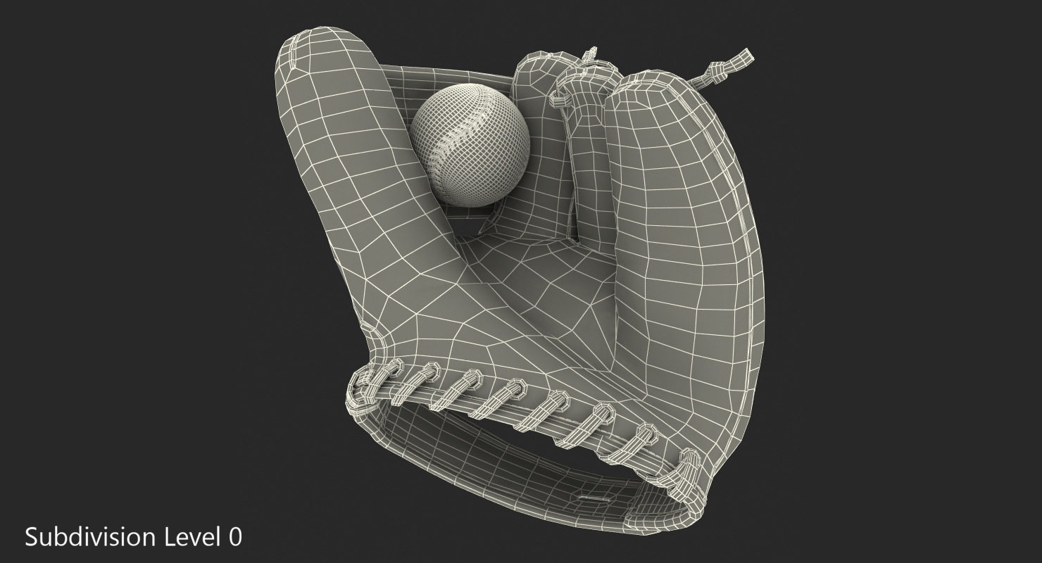 3D Vintage Baseball Glove and Ball