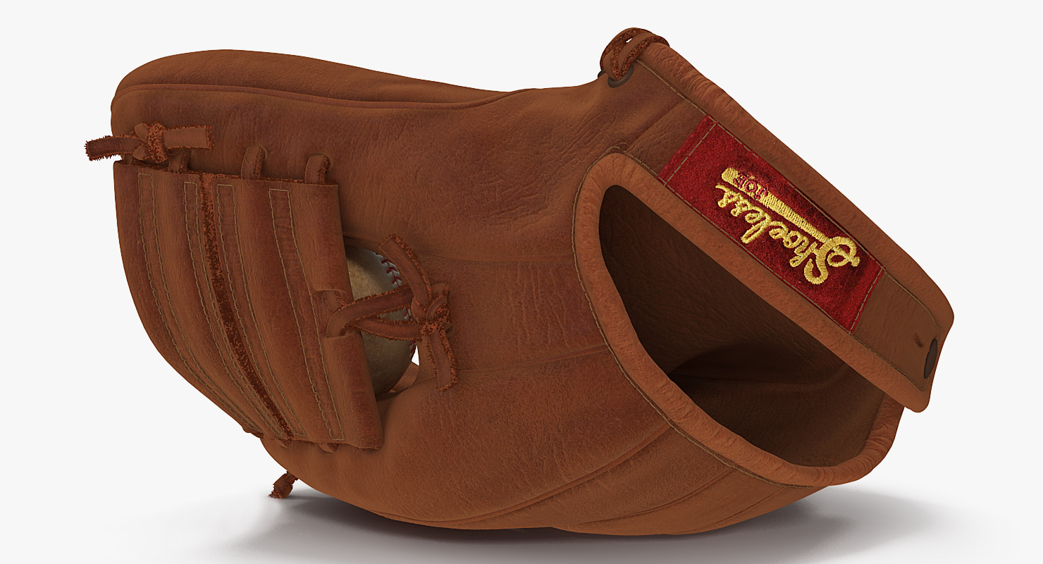 3D Vintage Baseball Glove and Ball