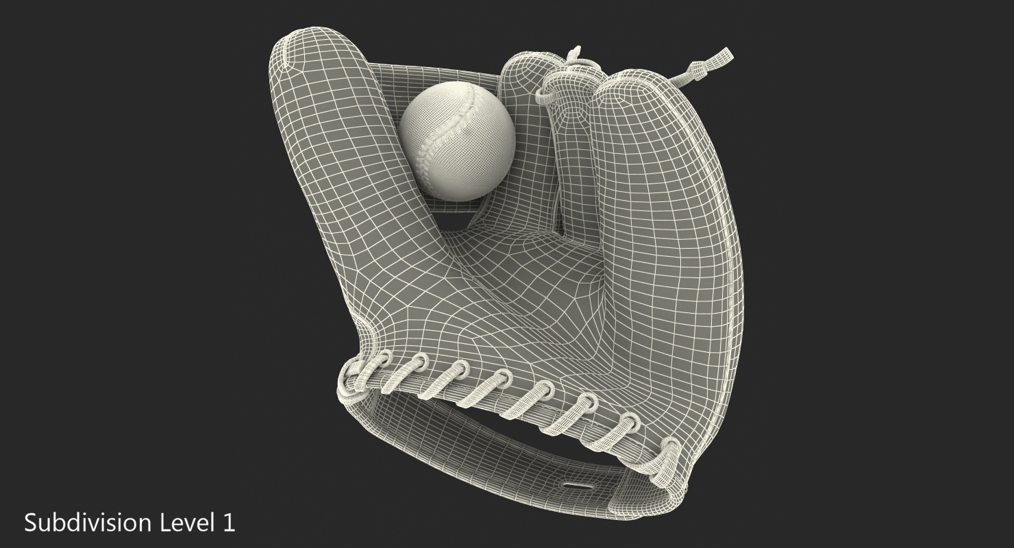3D Vintage Baseball Glove and Ball