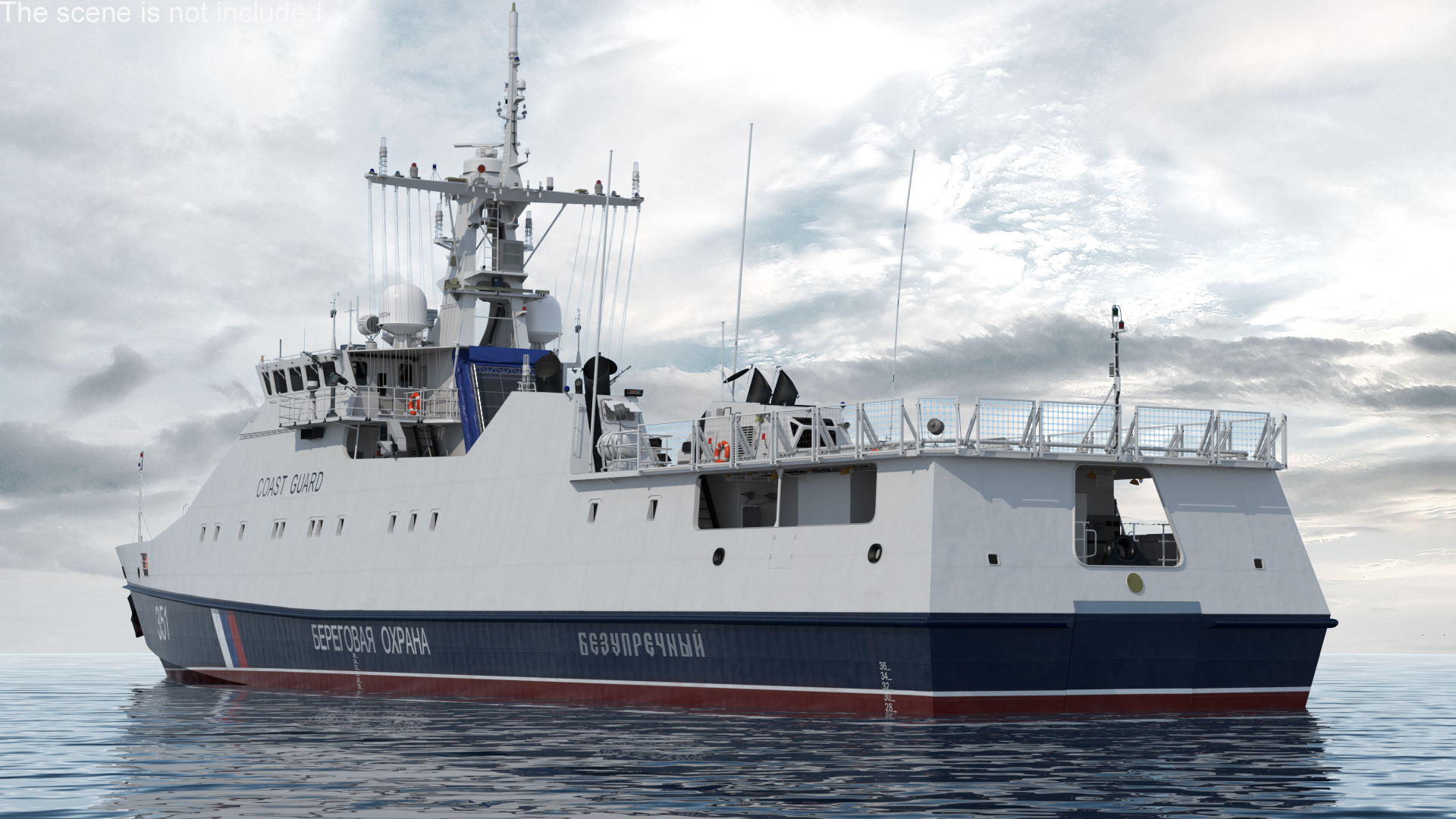 3D Russian Coast Guard Ship 22460 Okhotnik Rigged