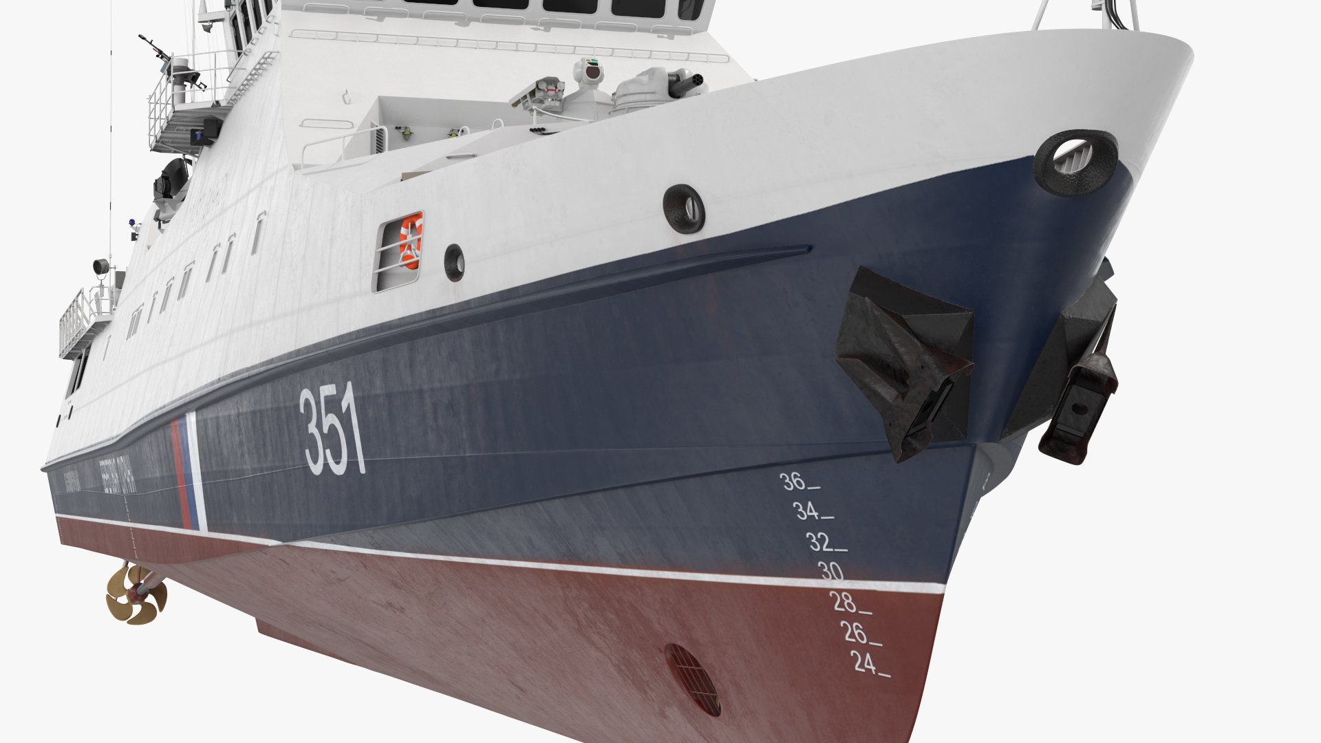 3D Russian Coast Guard Ship 22460 Okhotnik Rigged