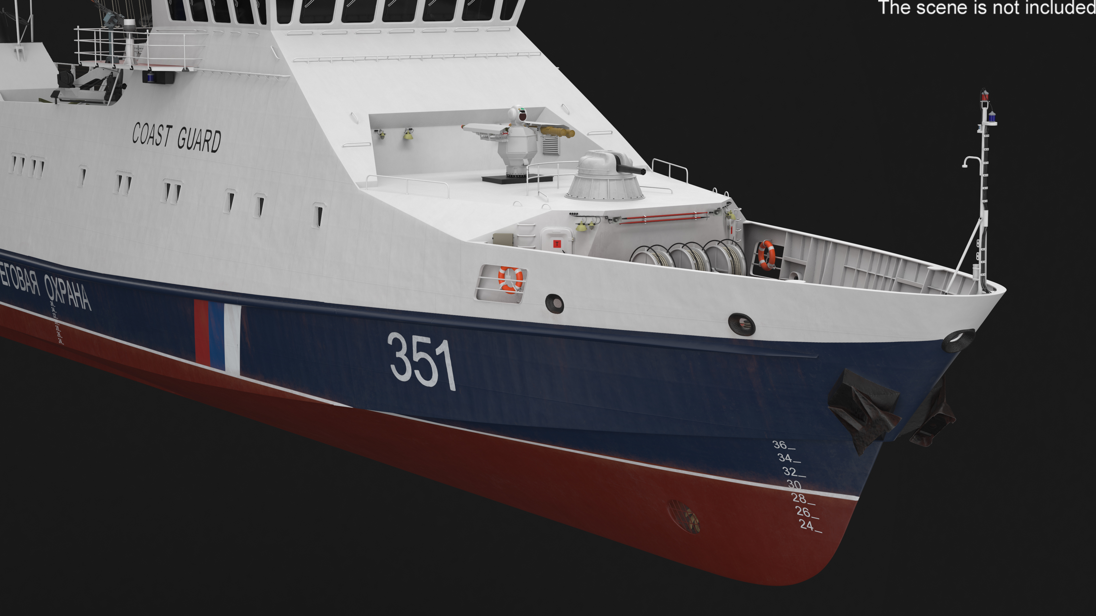3D Russian Coast Guard Ship 22460 Okhotnik Rigged
