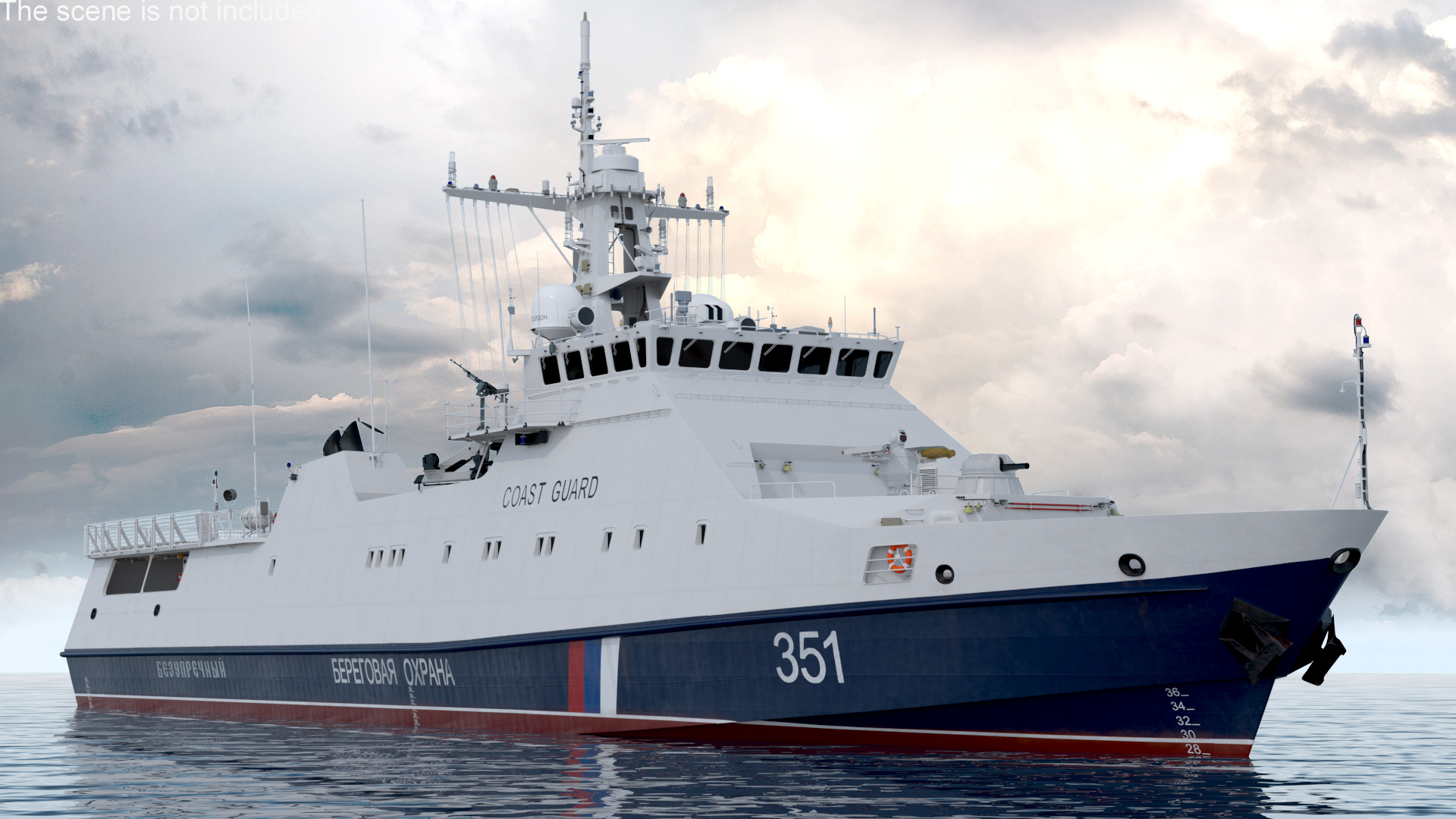 3D Russian Coast Guard Ship 22460 Okhotnik Rigged