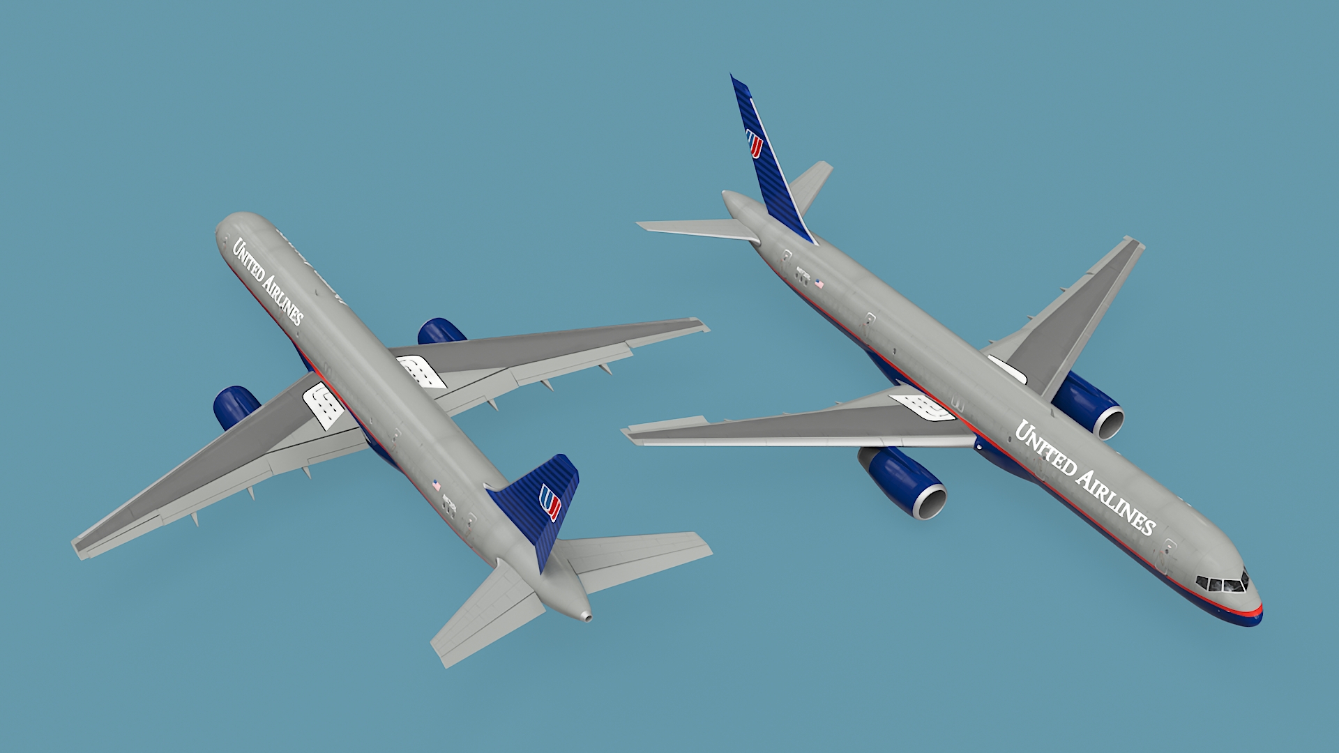 3D United Airlines Boeing 757 Rigged model