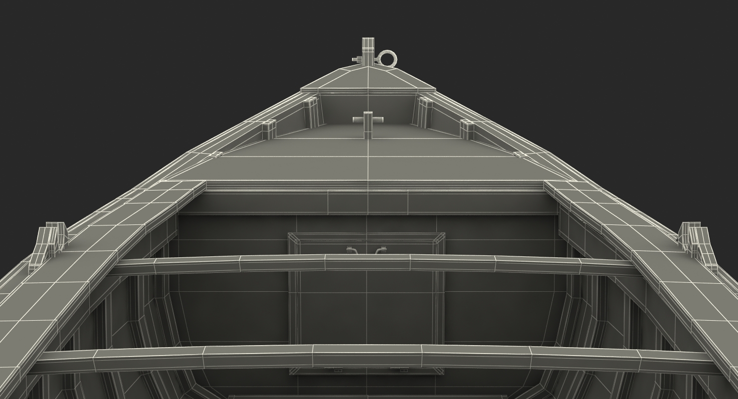 3D model Large Wooden Freight Boat