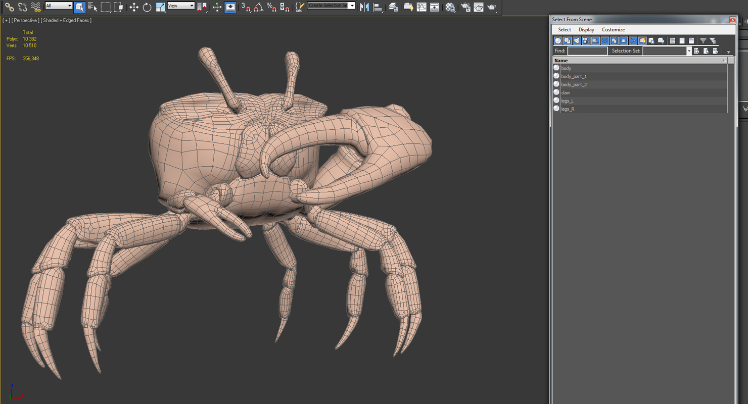 3D Calling Crab Standing Pose
