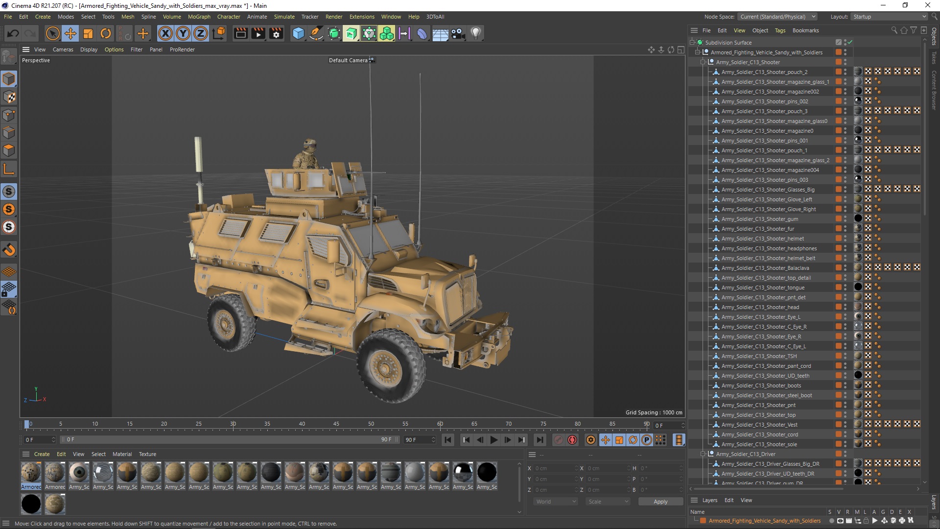 Armored Fighting Vehicle Sandy with Soldiers 3D model