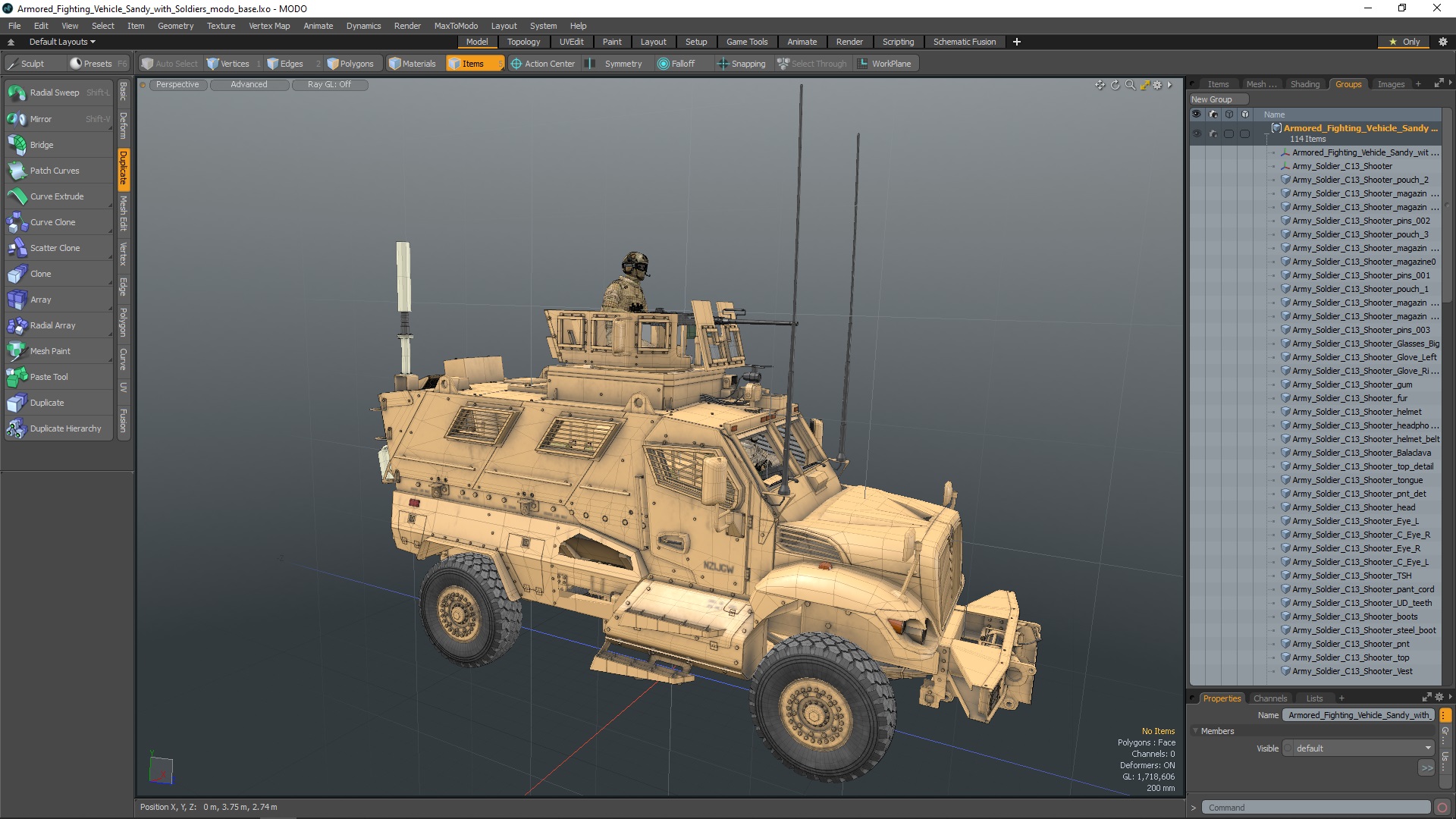 Armored Fighting Vehicle Sandy with Soldiers 3D model