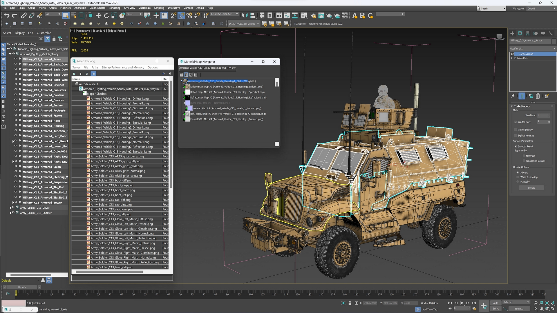 Armored Fighting Vehicle Sandy with Soldiers 3D model