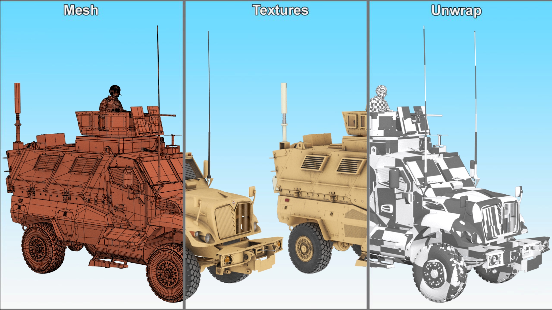 Armored Fighting Vehicle Sandy with Soldiers 3D model