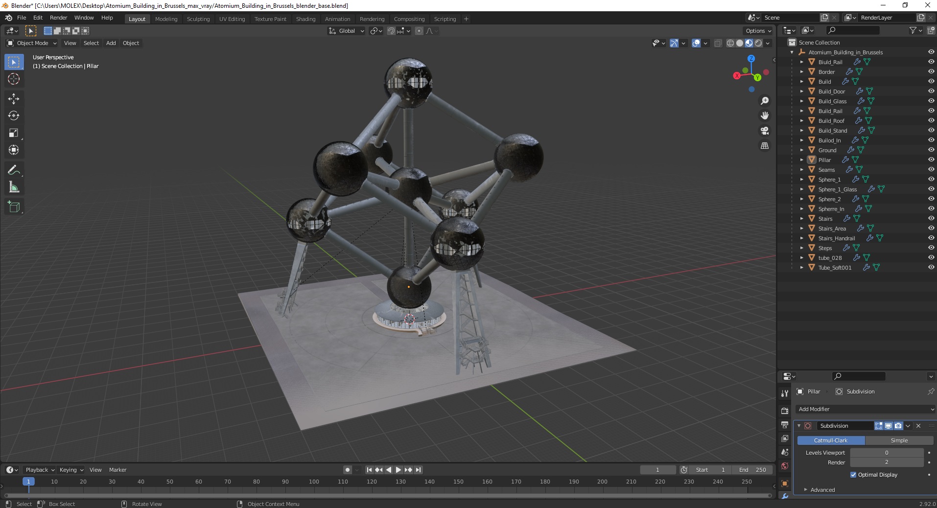 3D Atomium Building in Brussels model