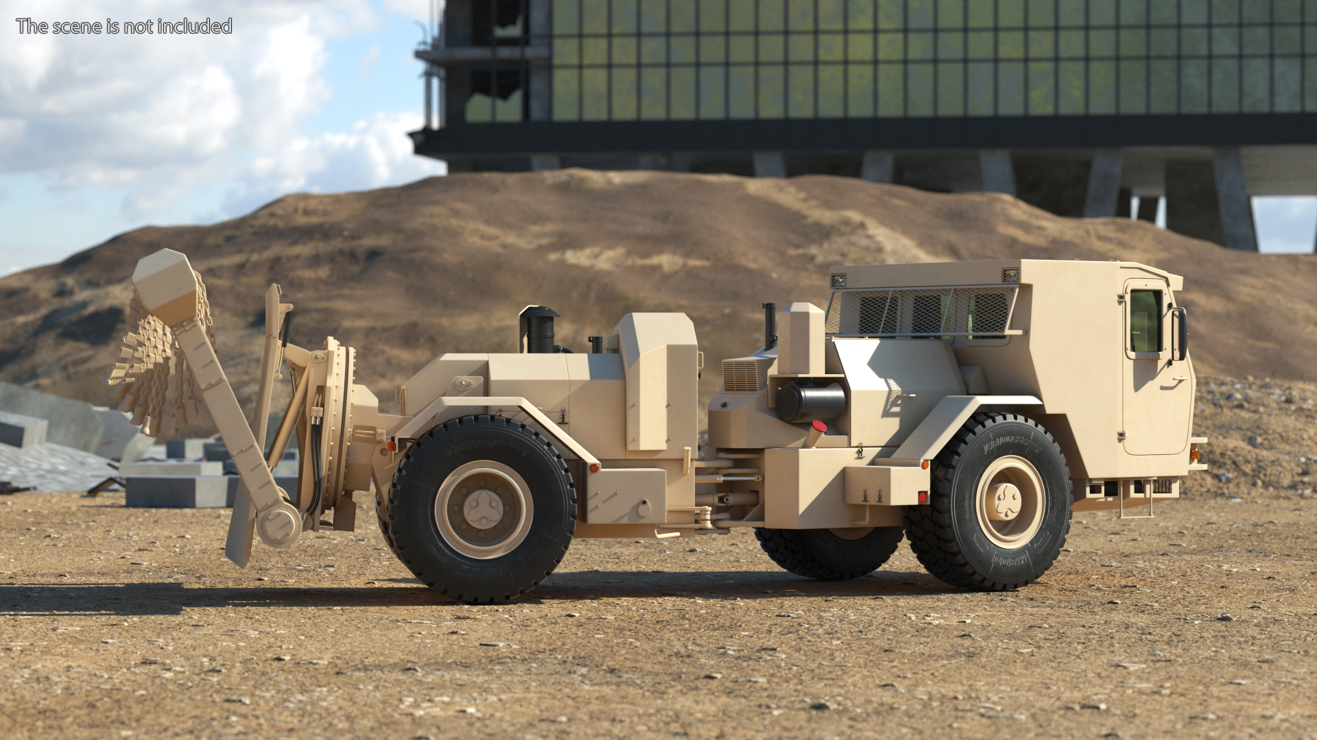 3D model Hydrema 910 Mine Clearing Vehicle Sand Rigged