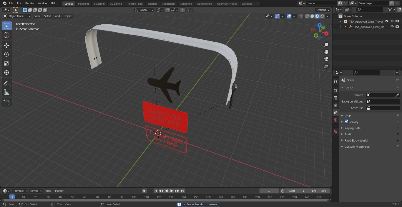 3D TSA Approved Clear Travel Cosmetic Bag model