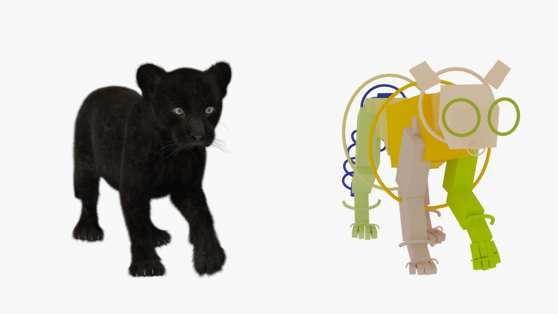 Panther Cub Fur Rigged 3D