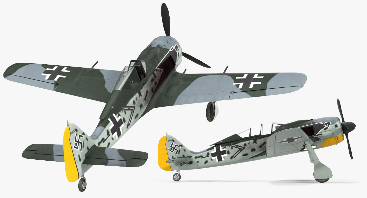 3D model German WWII Fighter Aircraft FW 190
