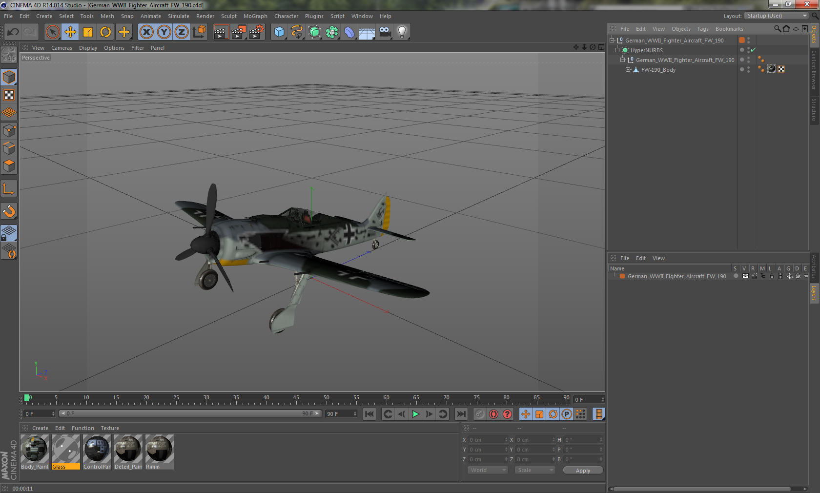 3D model German WWII Fighter Aircraft FW 190