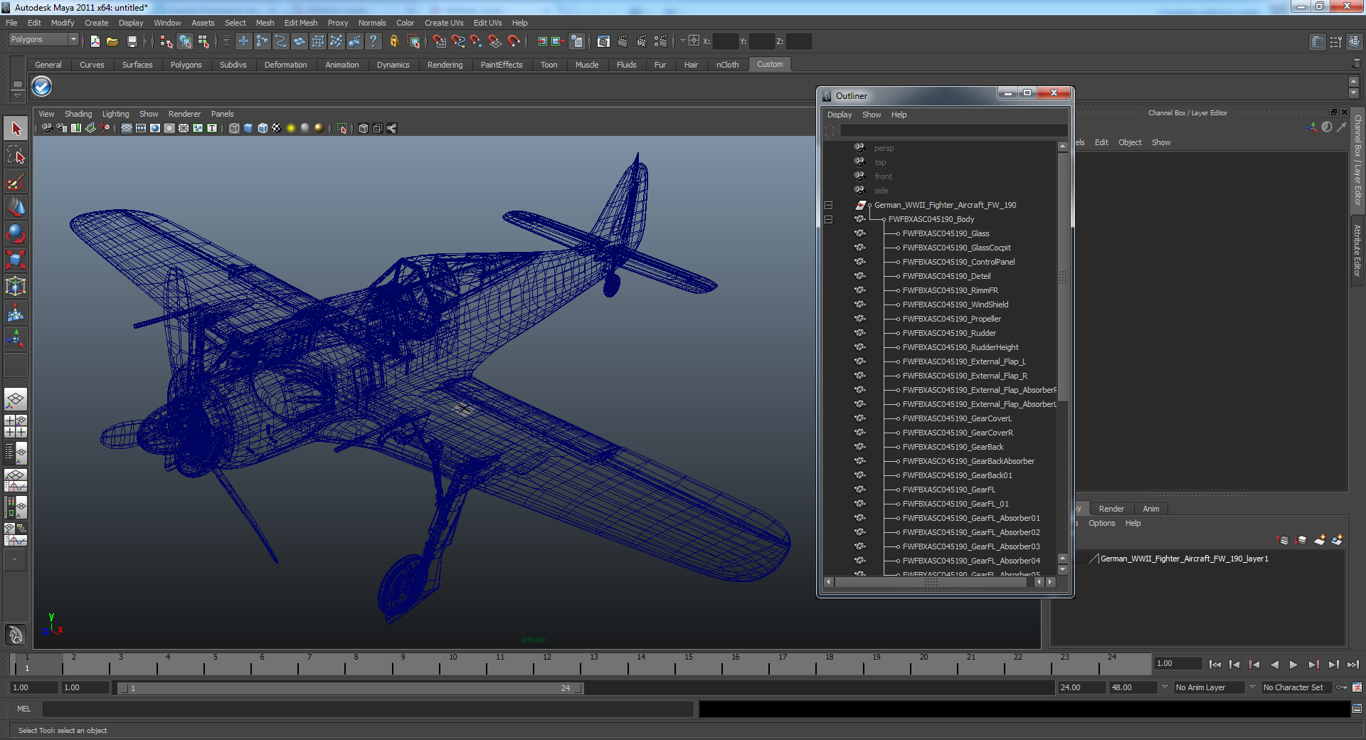 3D model German WWII Fighter Aircraft FW 190