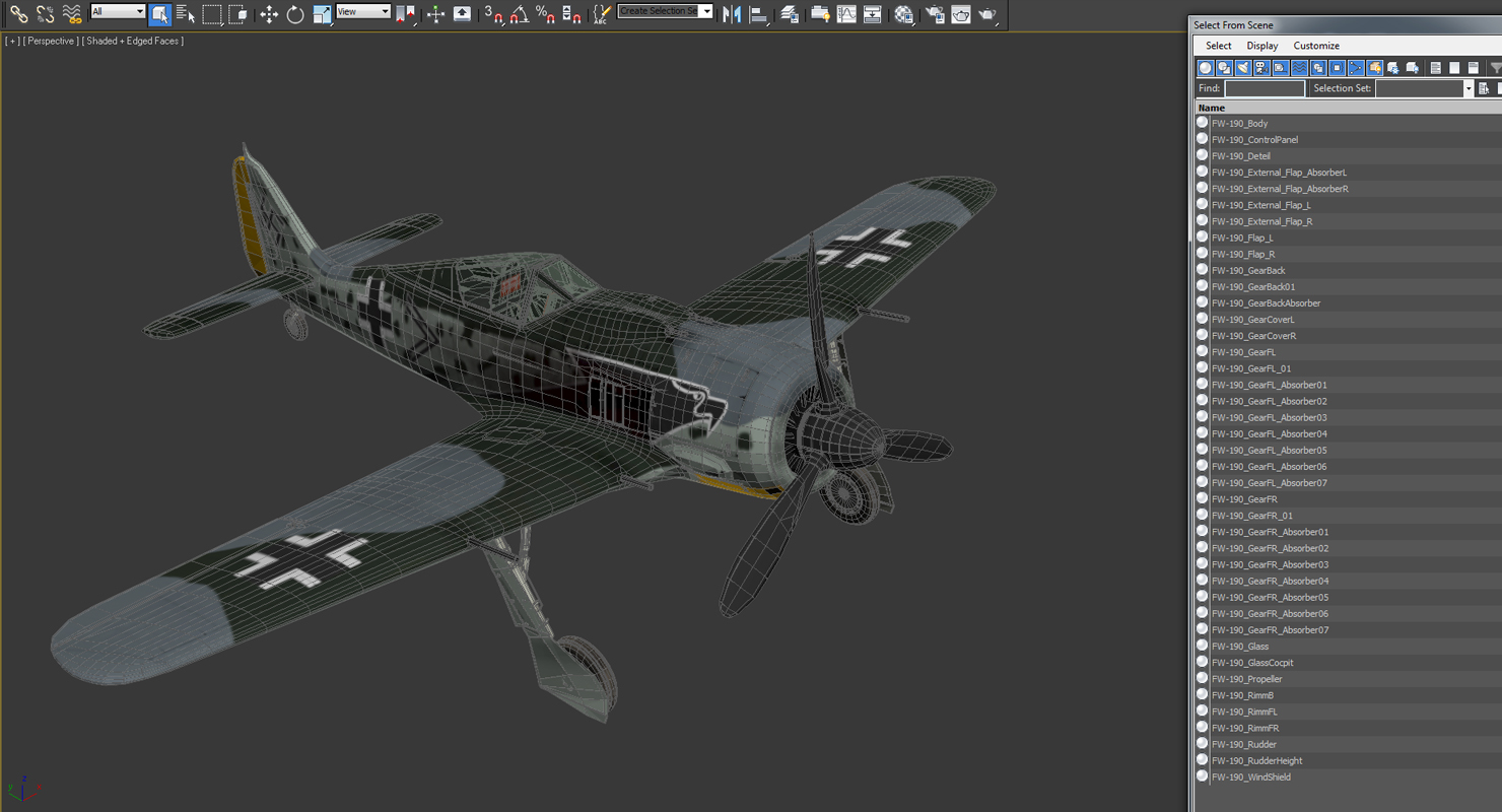 3D model German WWII Fighter Aircraft FW 190