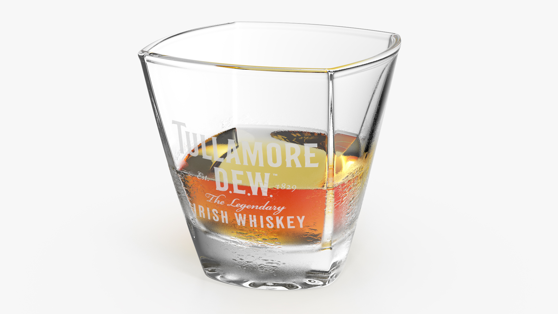 3D model Tullamore Dew Misted Rocks Glass With Whiskey
