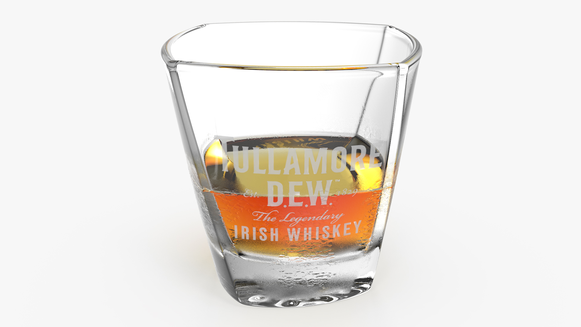 3D model Tullamore Dew Misted Rocks Glass With Whiskey