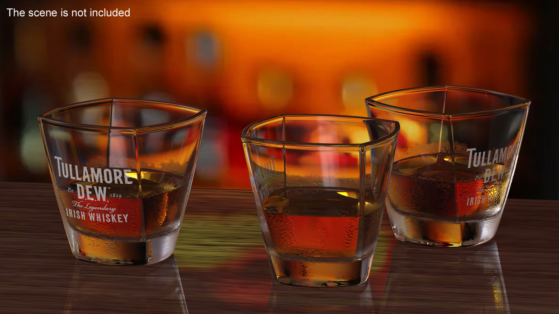 3D model Tullamore Dew Misted Rocks Glass With Whiskey