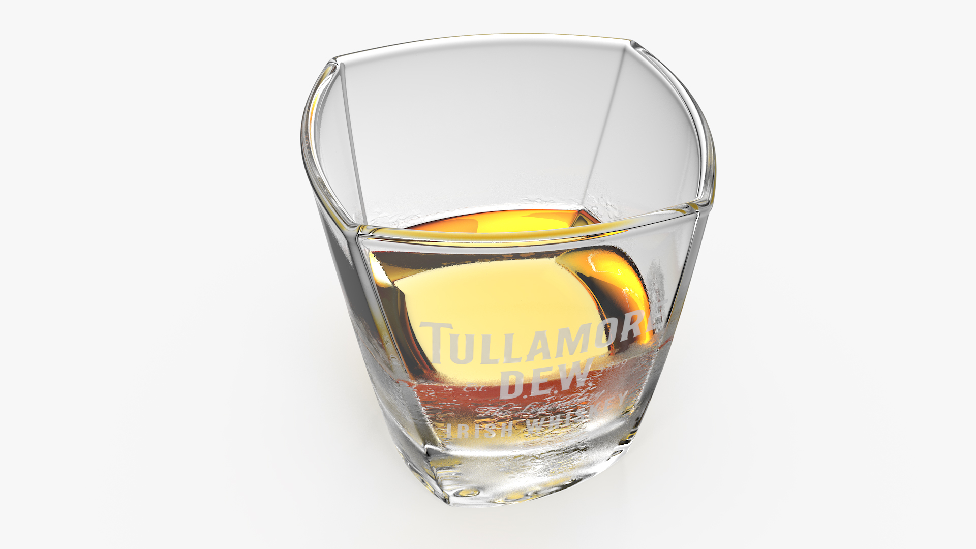 3D model Tullamore Dew Misted Rocks Glass With Whiskey