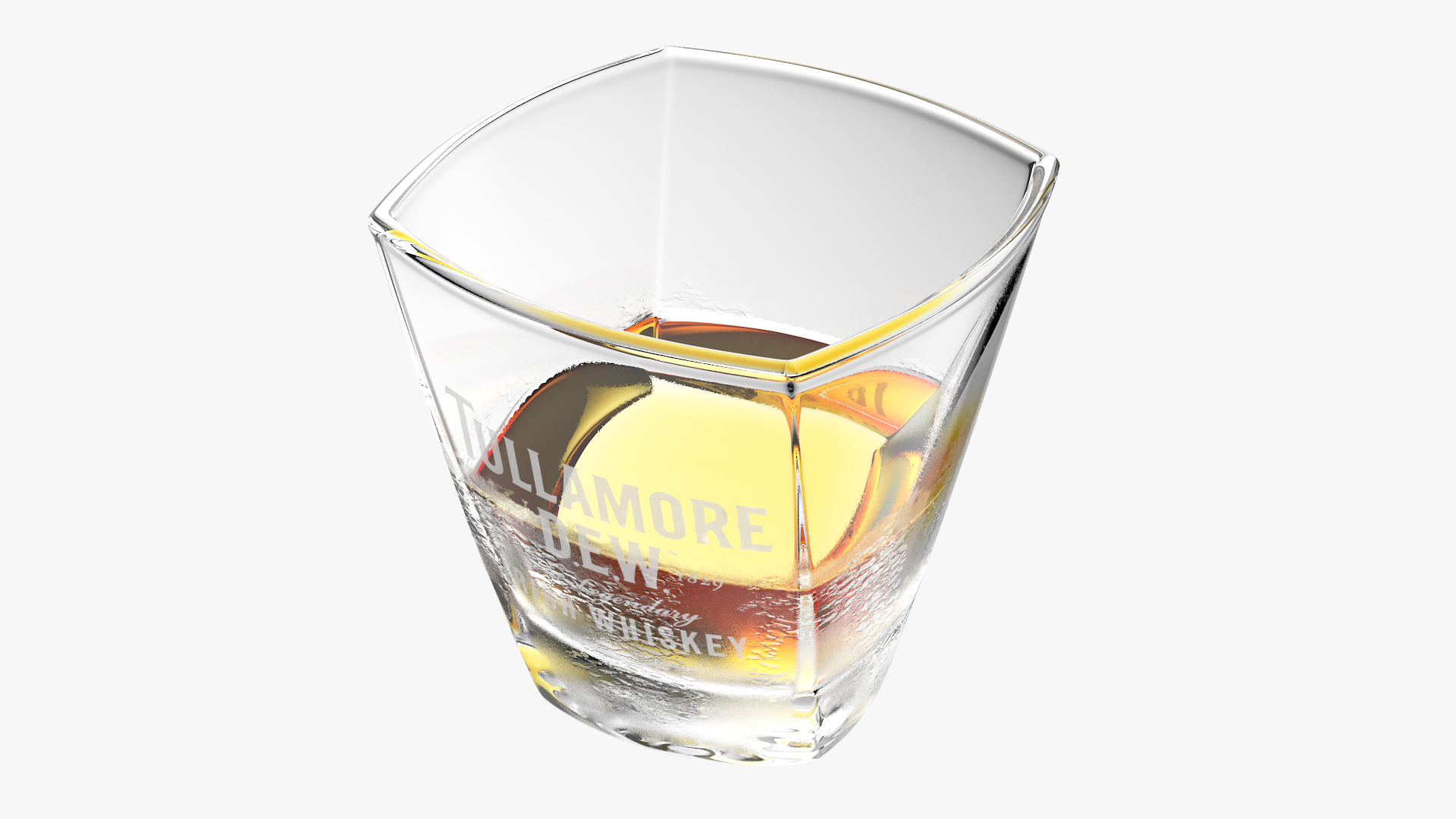 3D model Tullamore Dew Misted Rocks Glass With Whiskey
