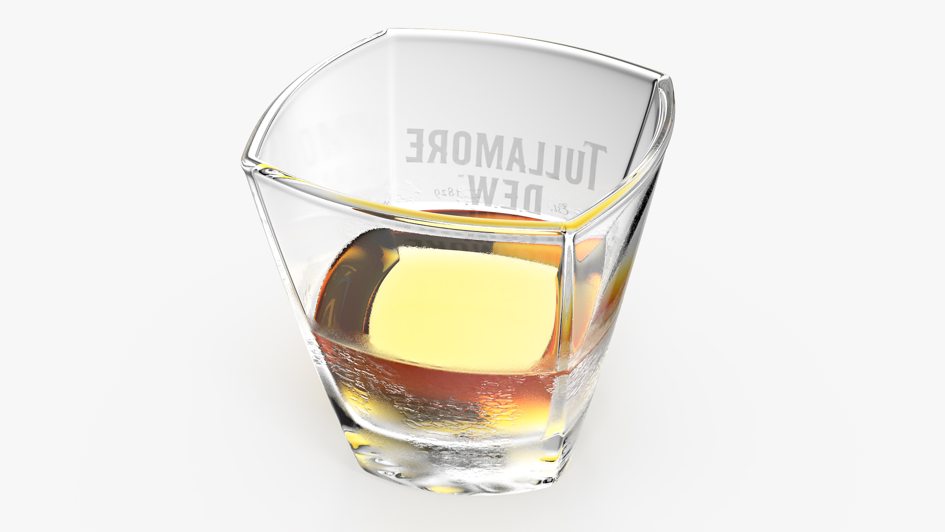 3D model Tullamore Dew Misted Rocks Glass With Whiskey