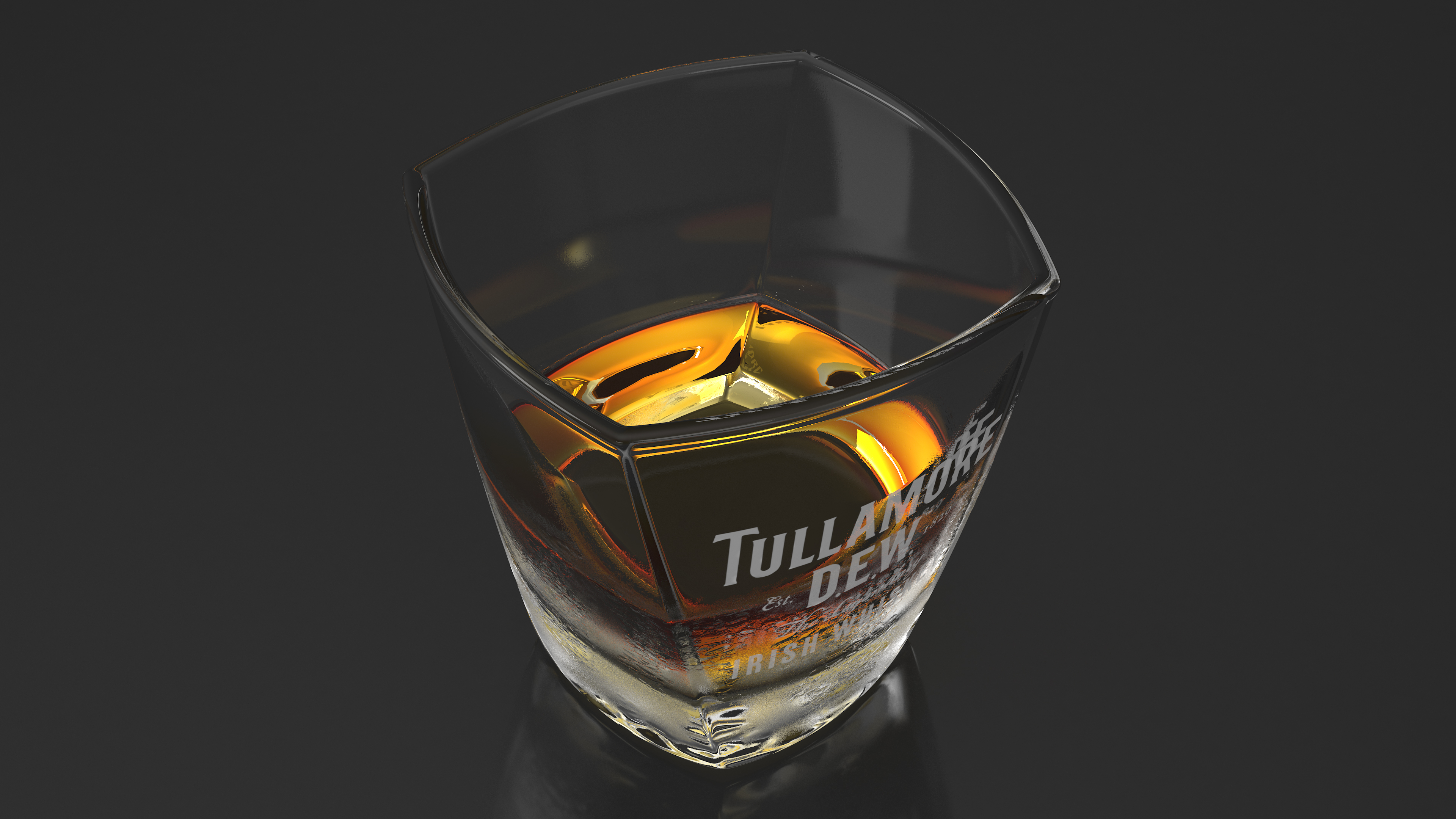 3D model Tullamore Dew Misted Rocks Glass With Whiskey