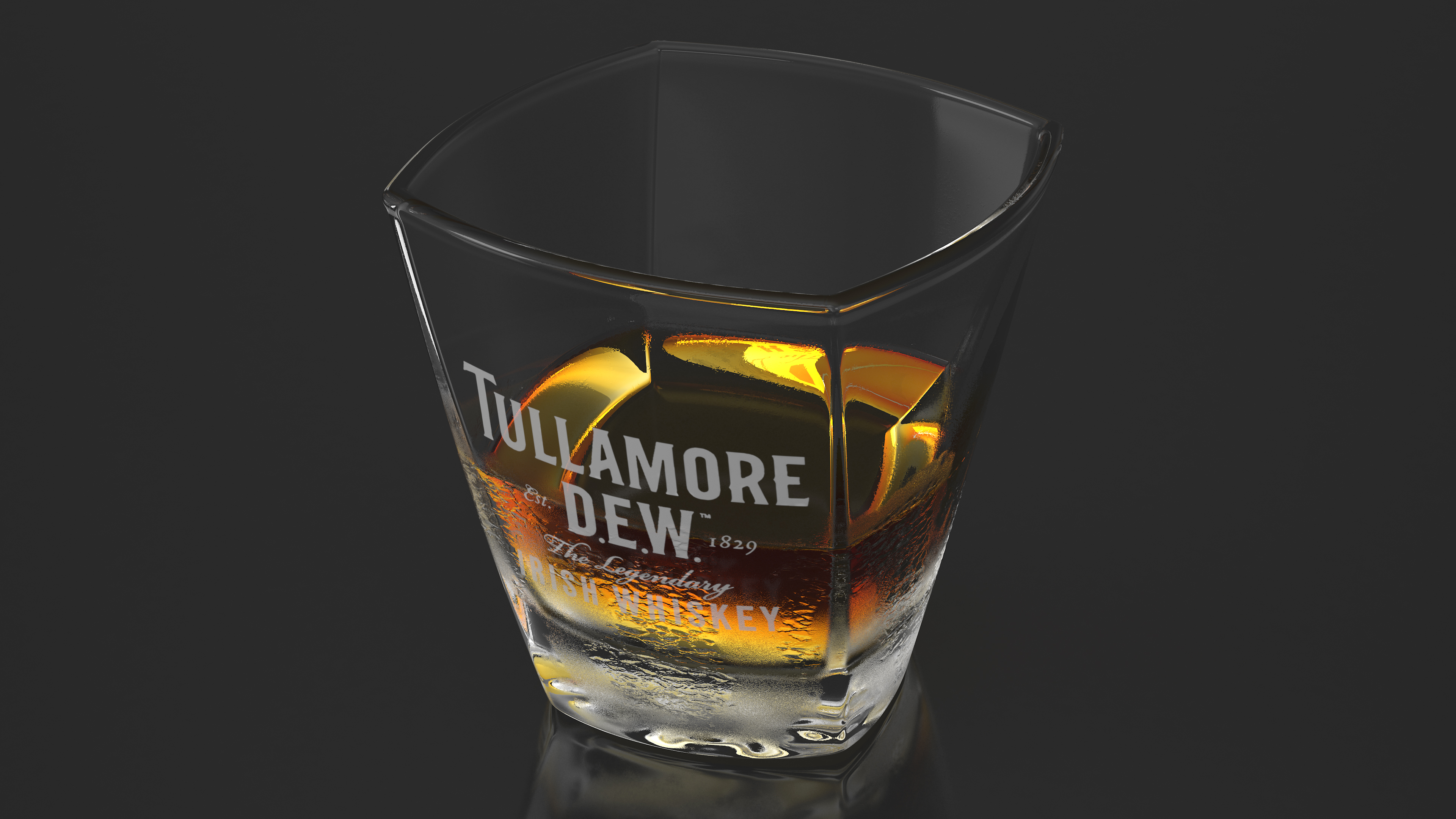 3D model Tullamore Dew Misted Rocks Glass With Whiskey