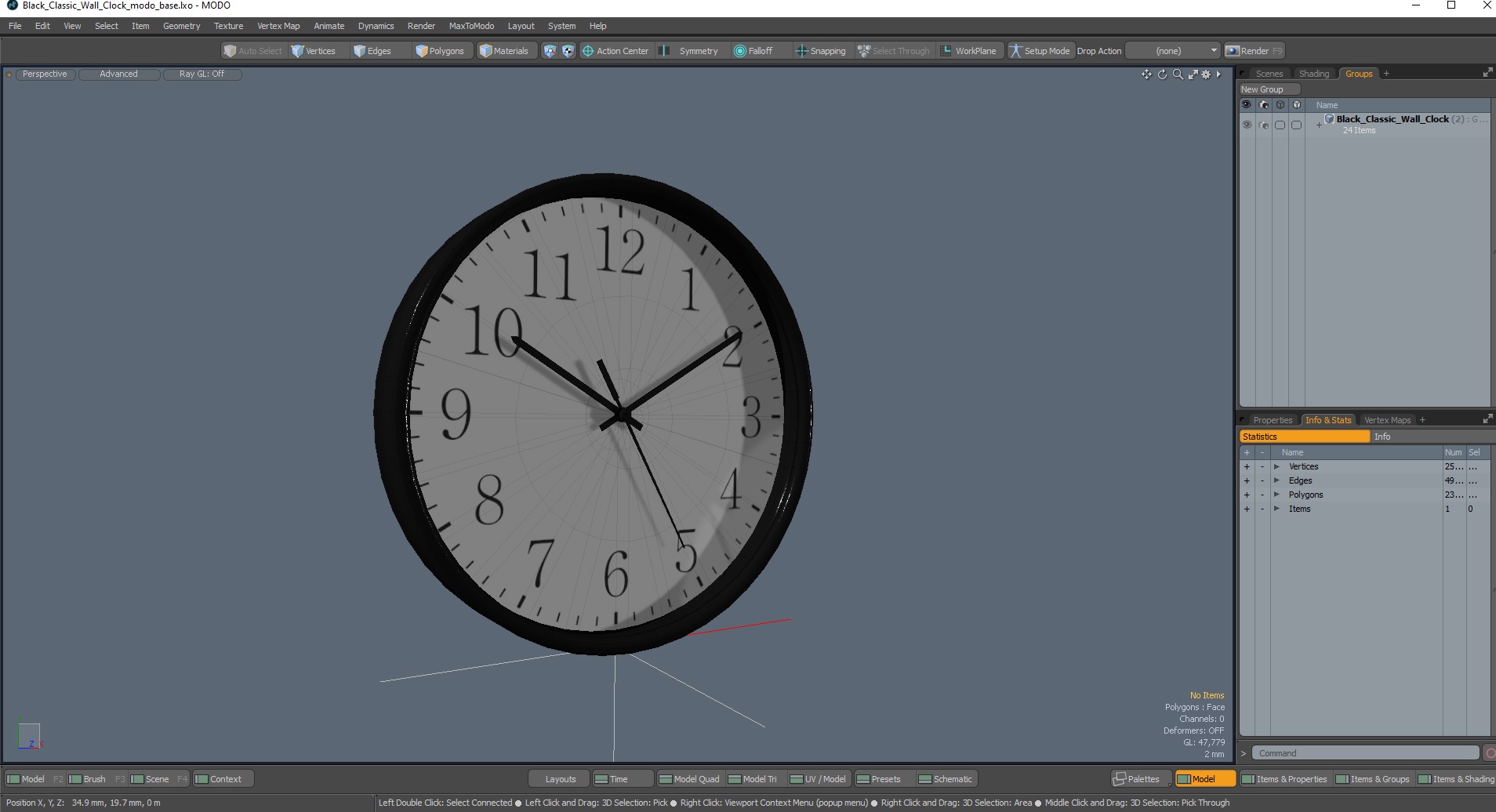 Black Classic Wall Clock 3D model